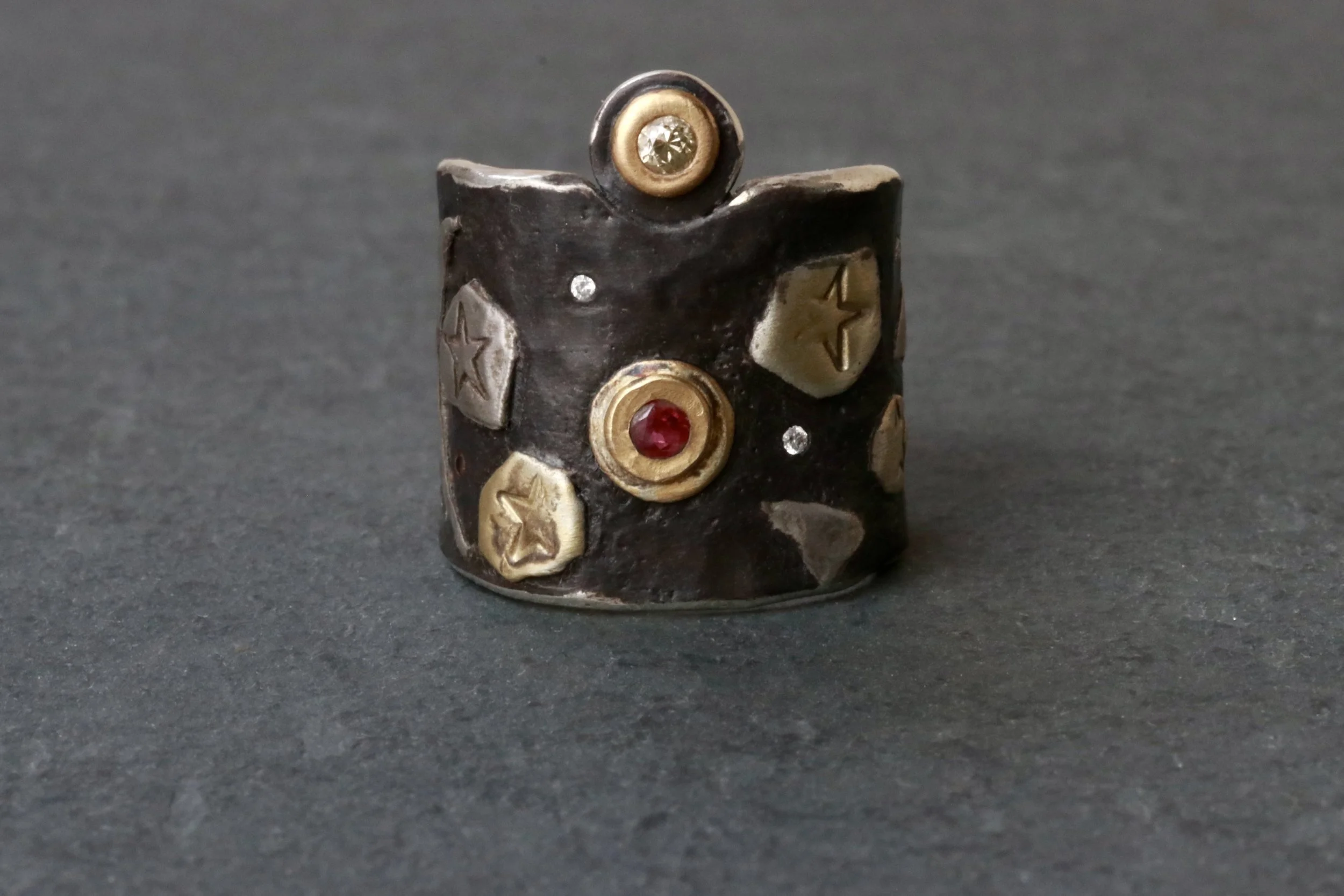 Ruby & Antique Diamond Celestial Relic Ring