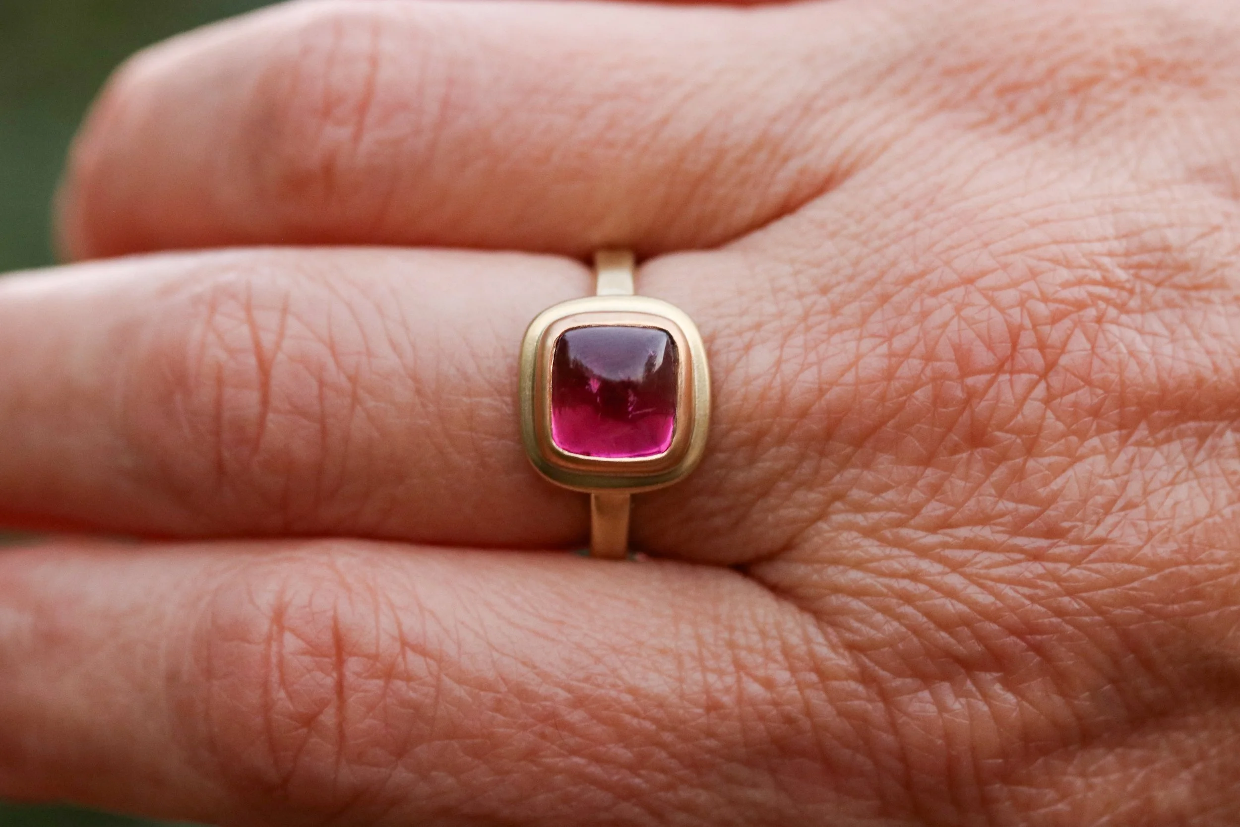 Pink Tourmaline Ring in 22k & 18k Gold by Big Sur Goldsmiths