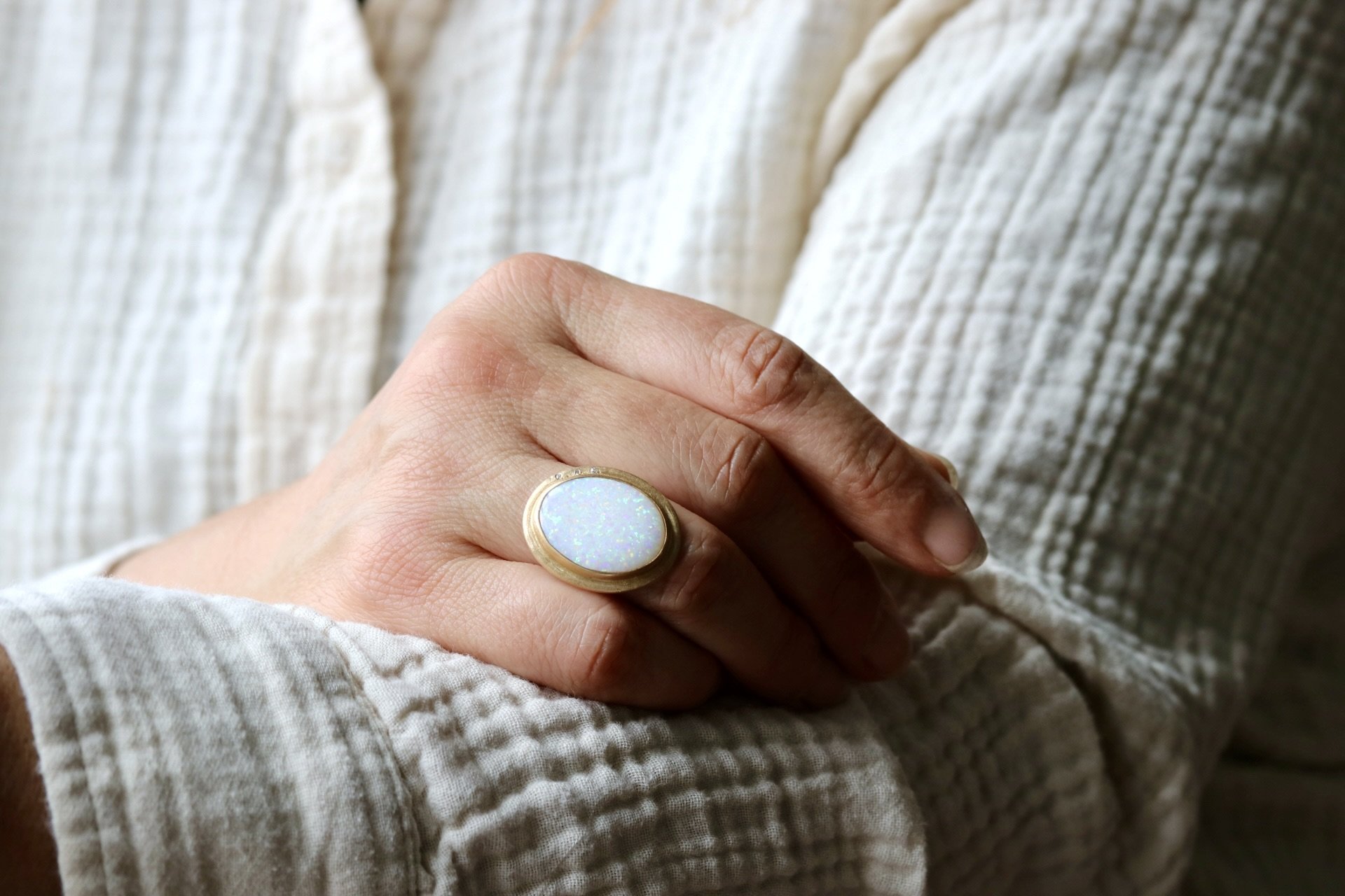 Australian Opal Ring in 22K & 18K Gold