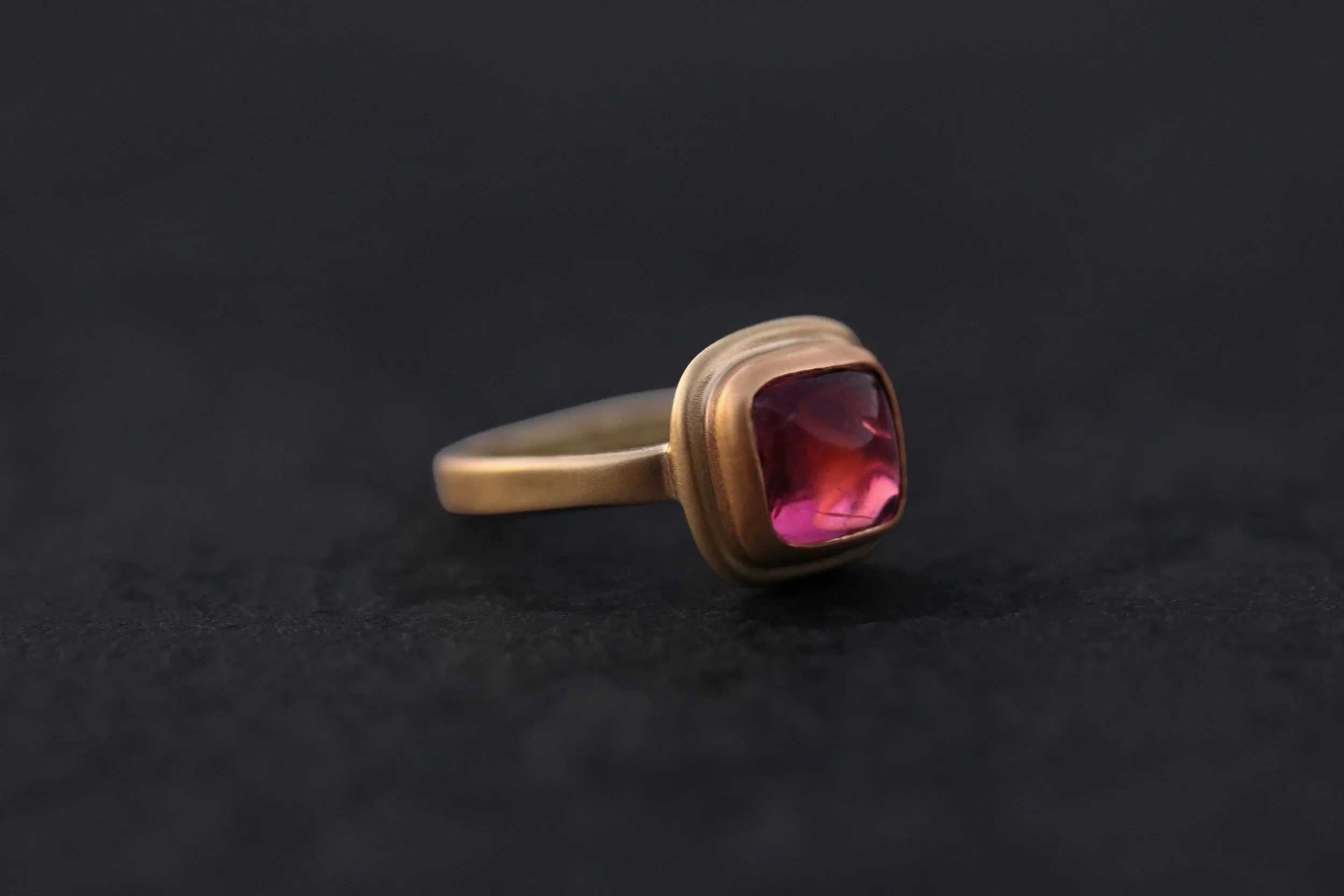 Pink Tourmaline Ring in 22k & 18k Gold by Big Sur Goldsmiths