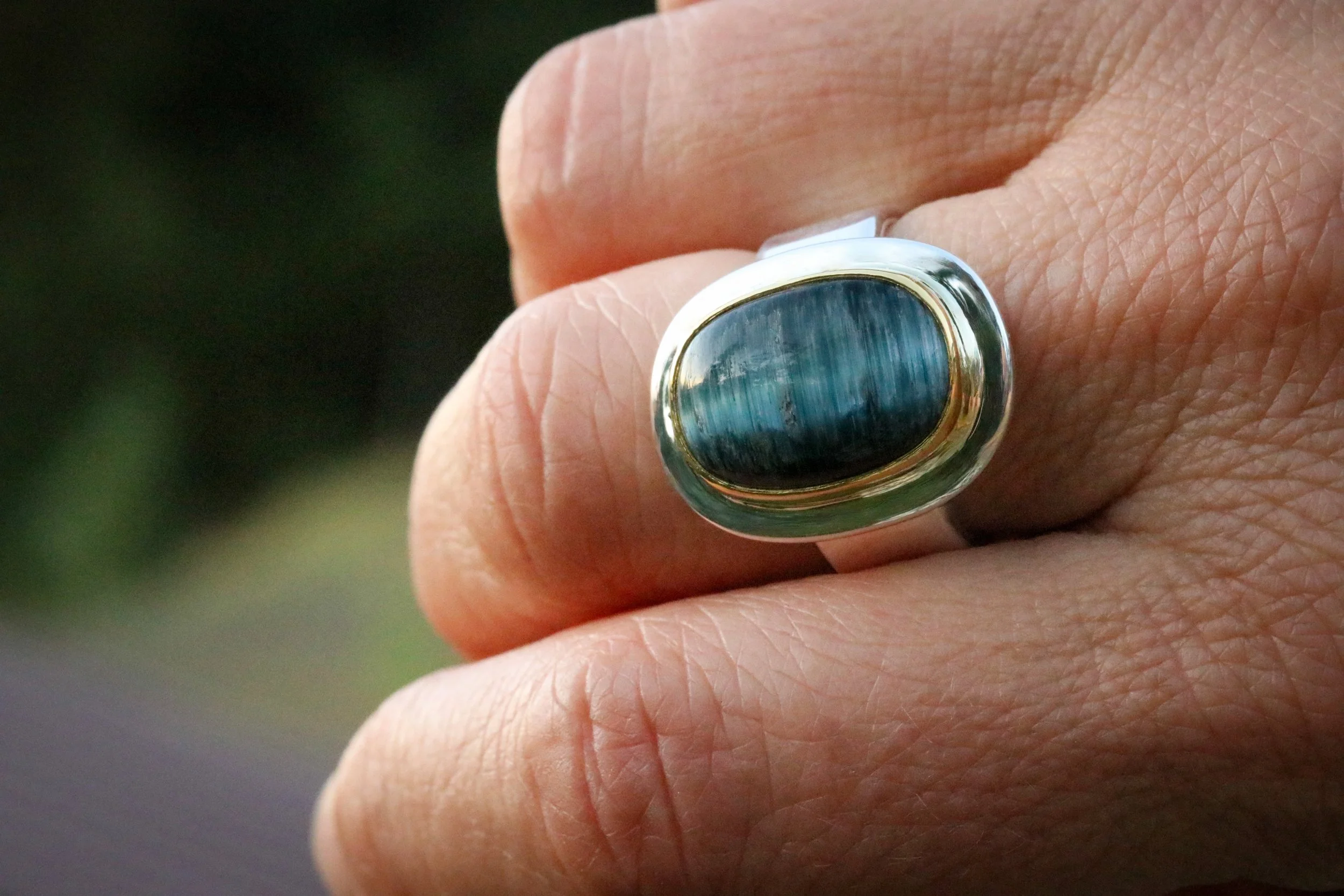 Cats Eye Tourmaline Big Sur Classic Ring