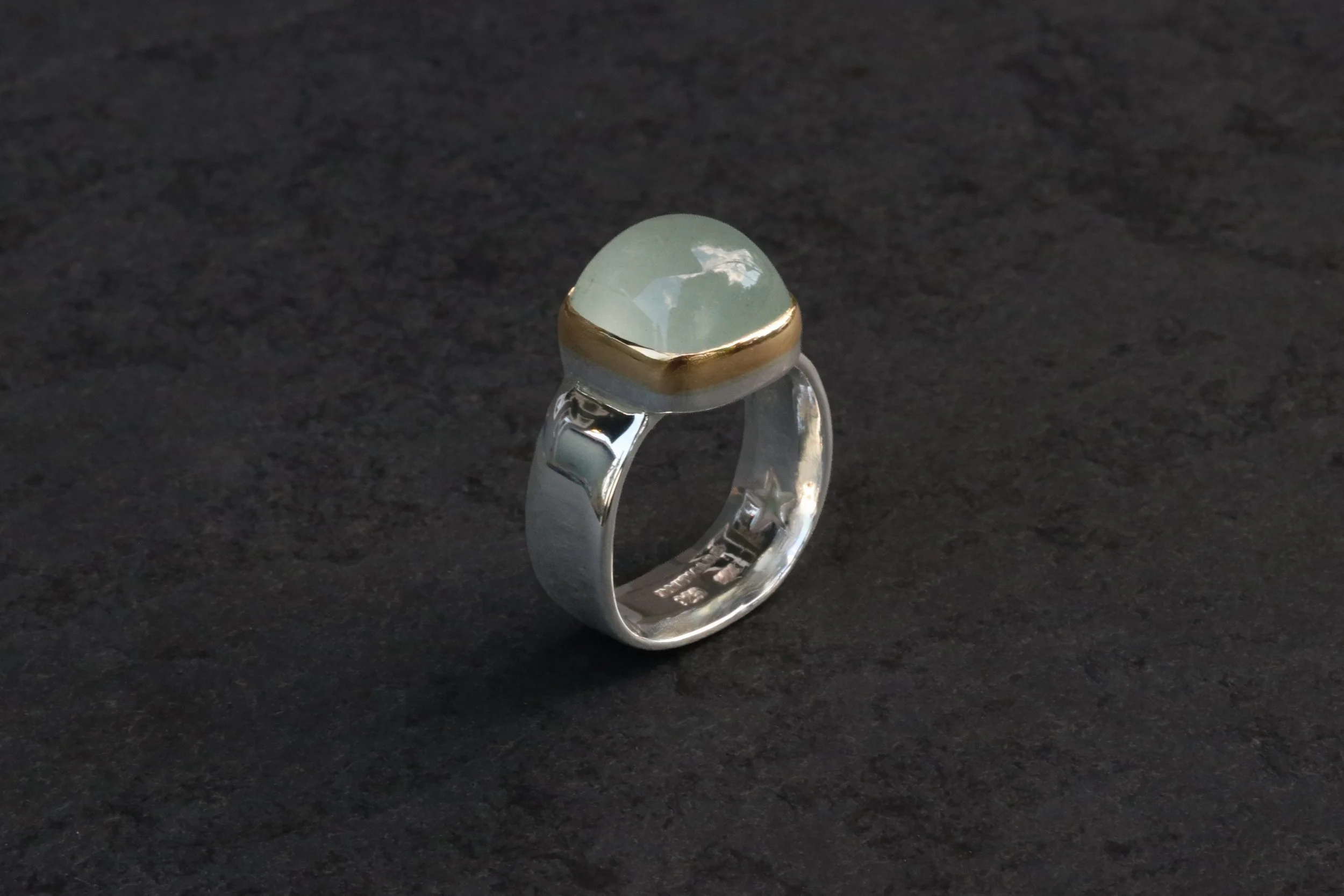 Chatoyant Green Beryl Big Sur Classic Ring in 22k Gold & Sterling Silver