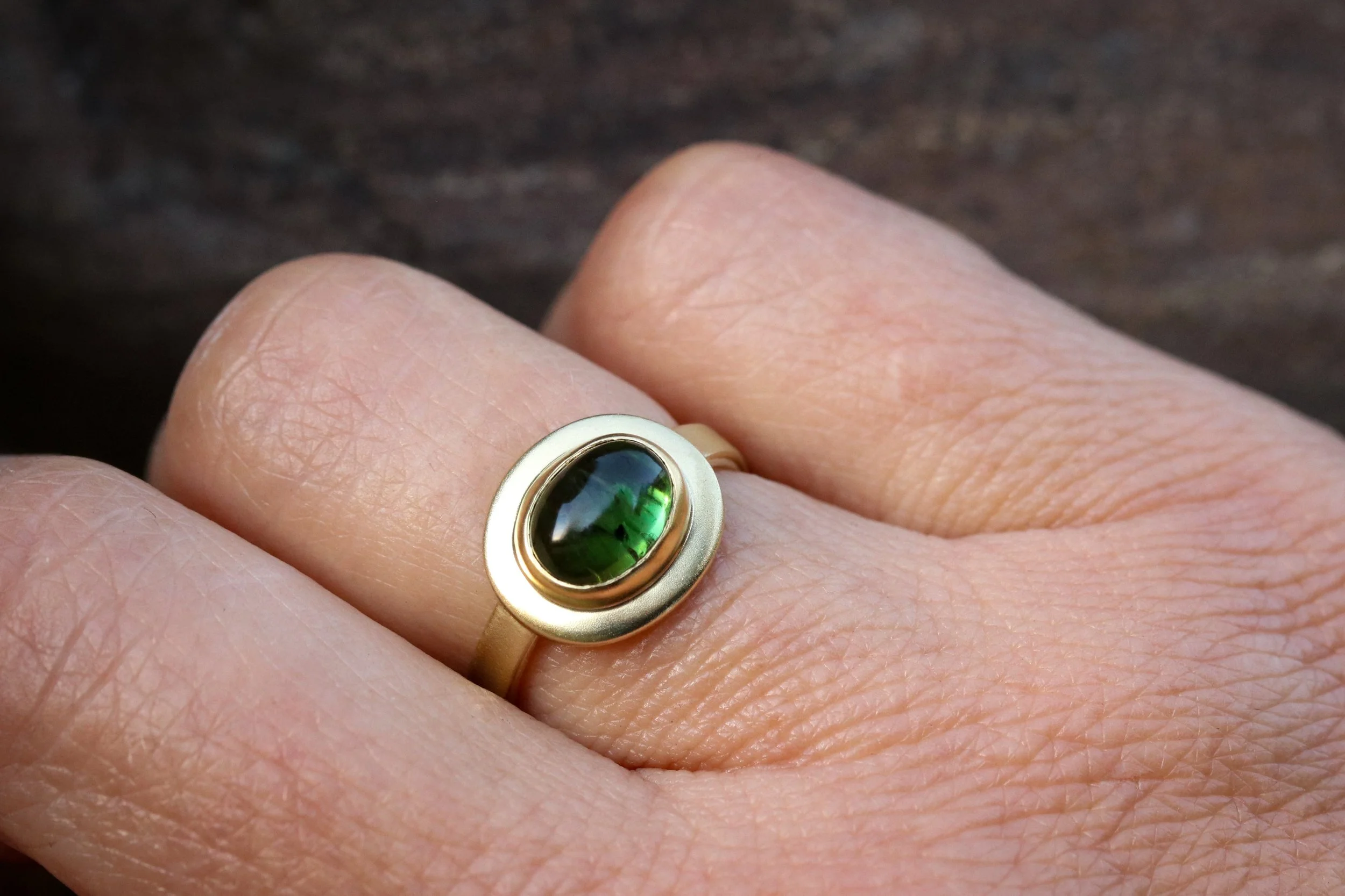 Green Tourmaline Ring in 18k & 22k