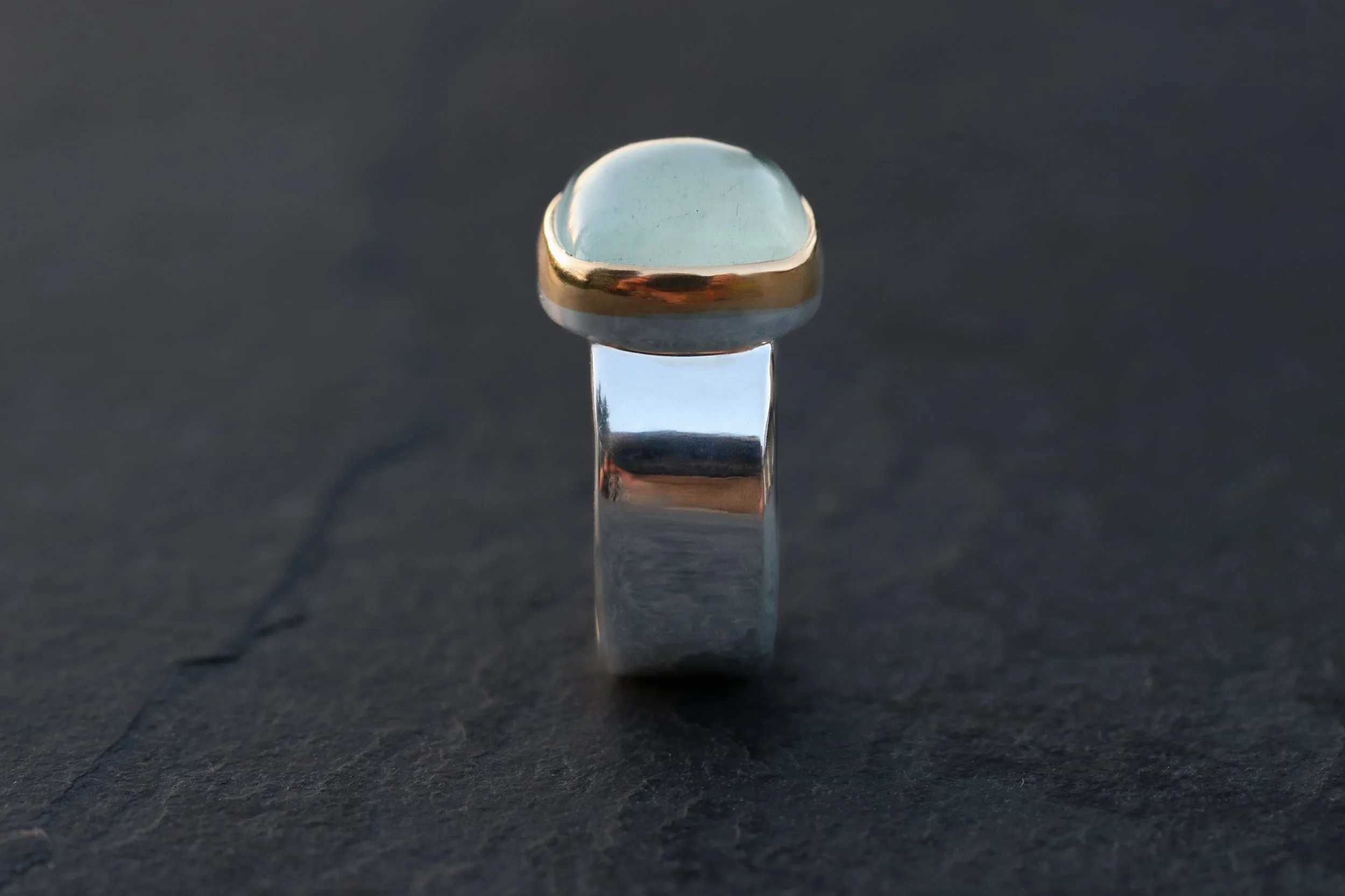 Chatoyant Green Beryl Big Sur Classic Ring in 22k Gold & Sterling Silver