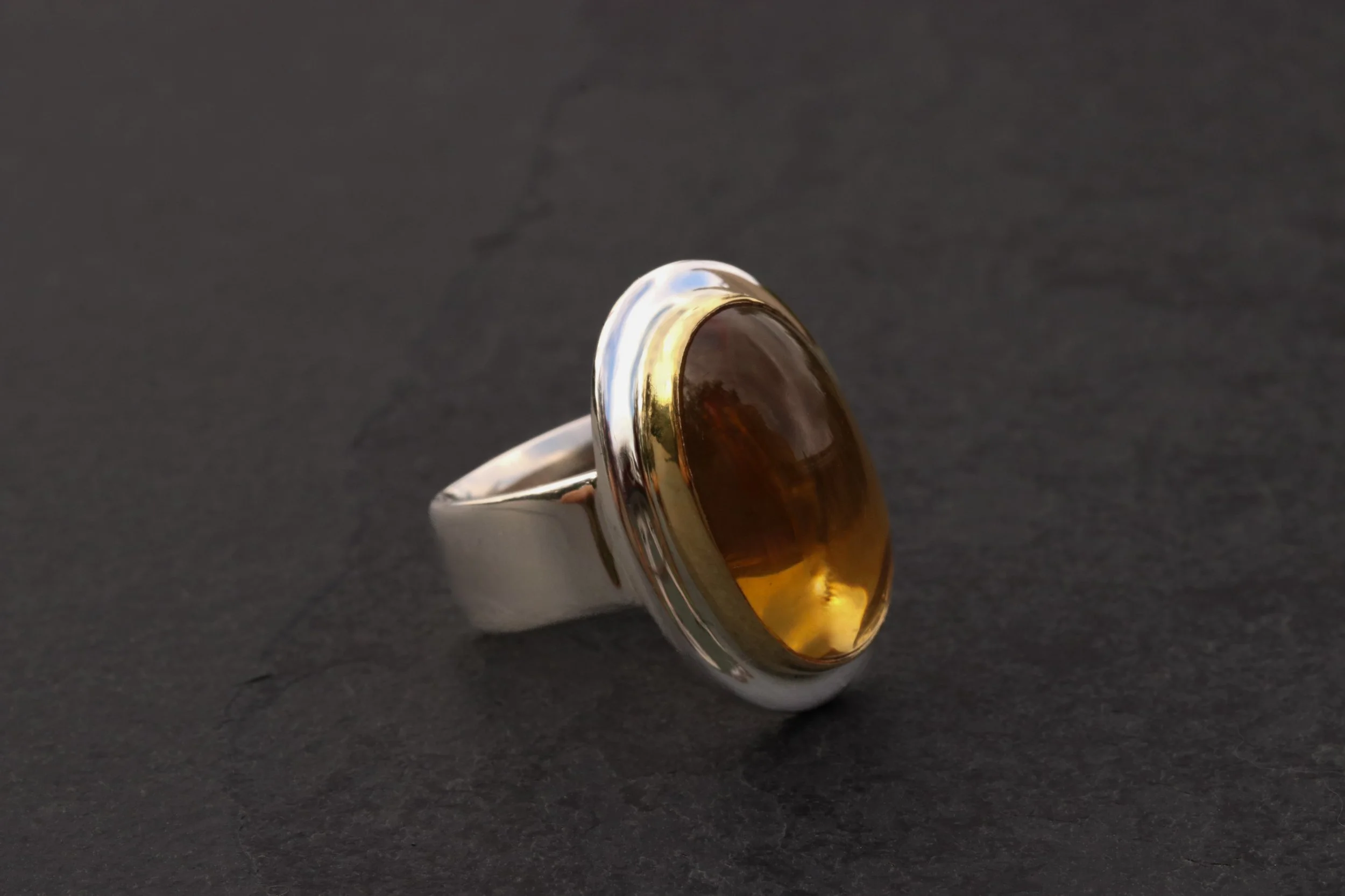 Citrine Big Sur Classic Ring in 22k gold & Sterling Silver