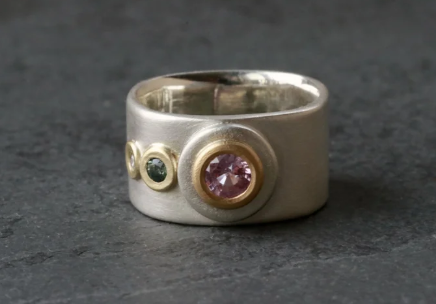 Sapphire, Sapphire, Diamond! - Sapphires and Diamond Band in 22K Gold & Sterling Silver