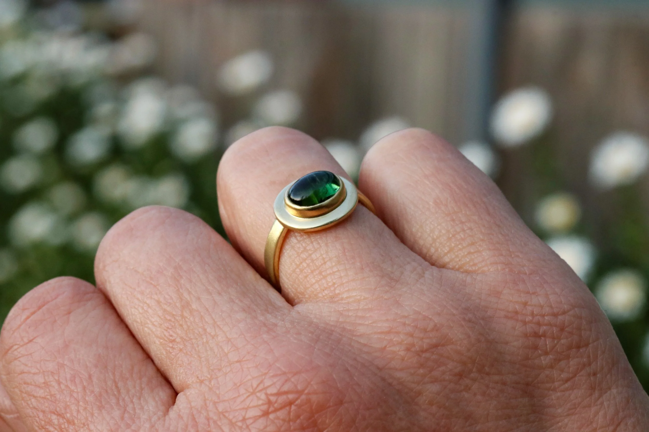 Green Tourmaline Ring in 18k & 22k