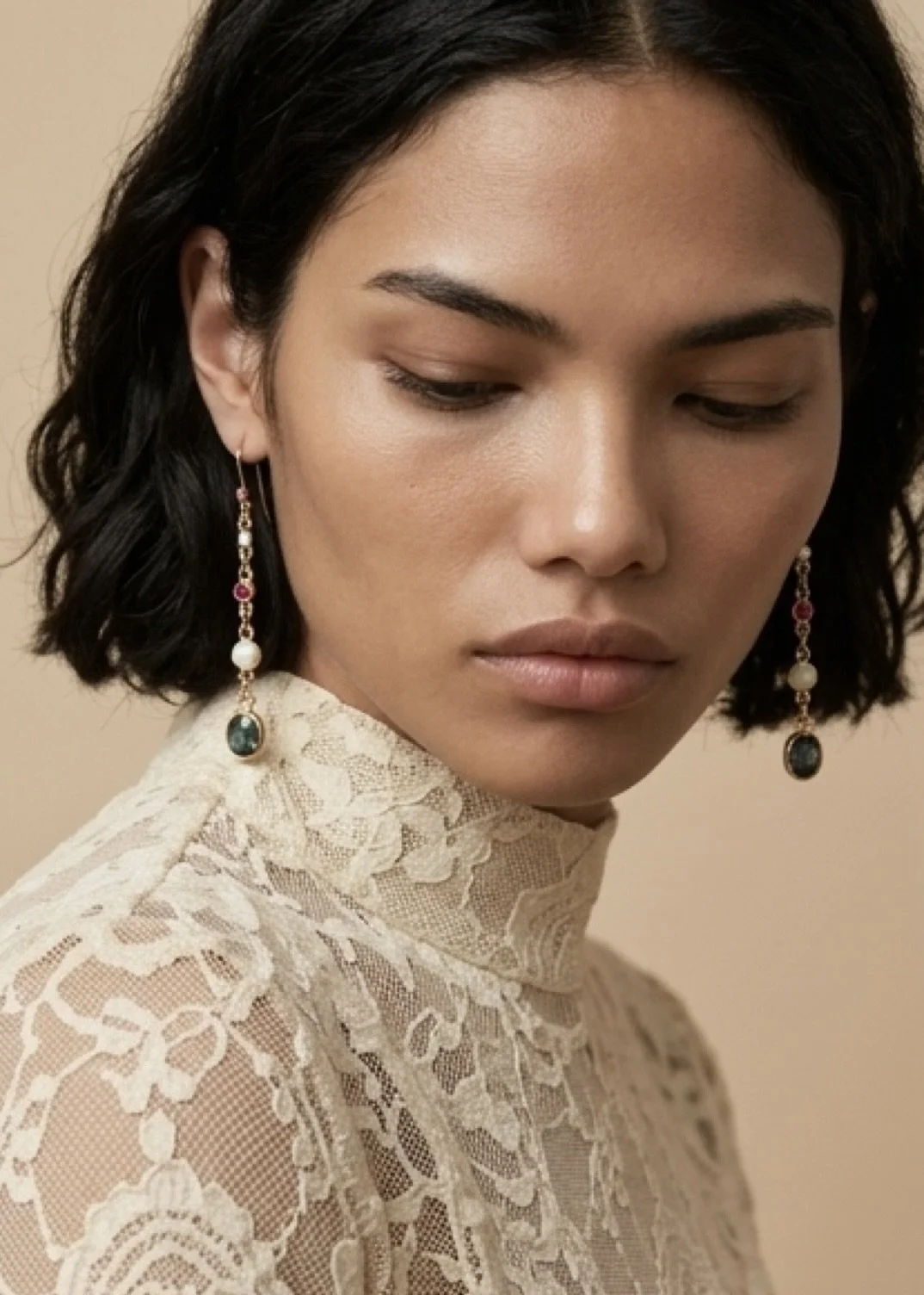 Spinel Medley Link Earrings in 22k & 18k Gold