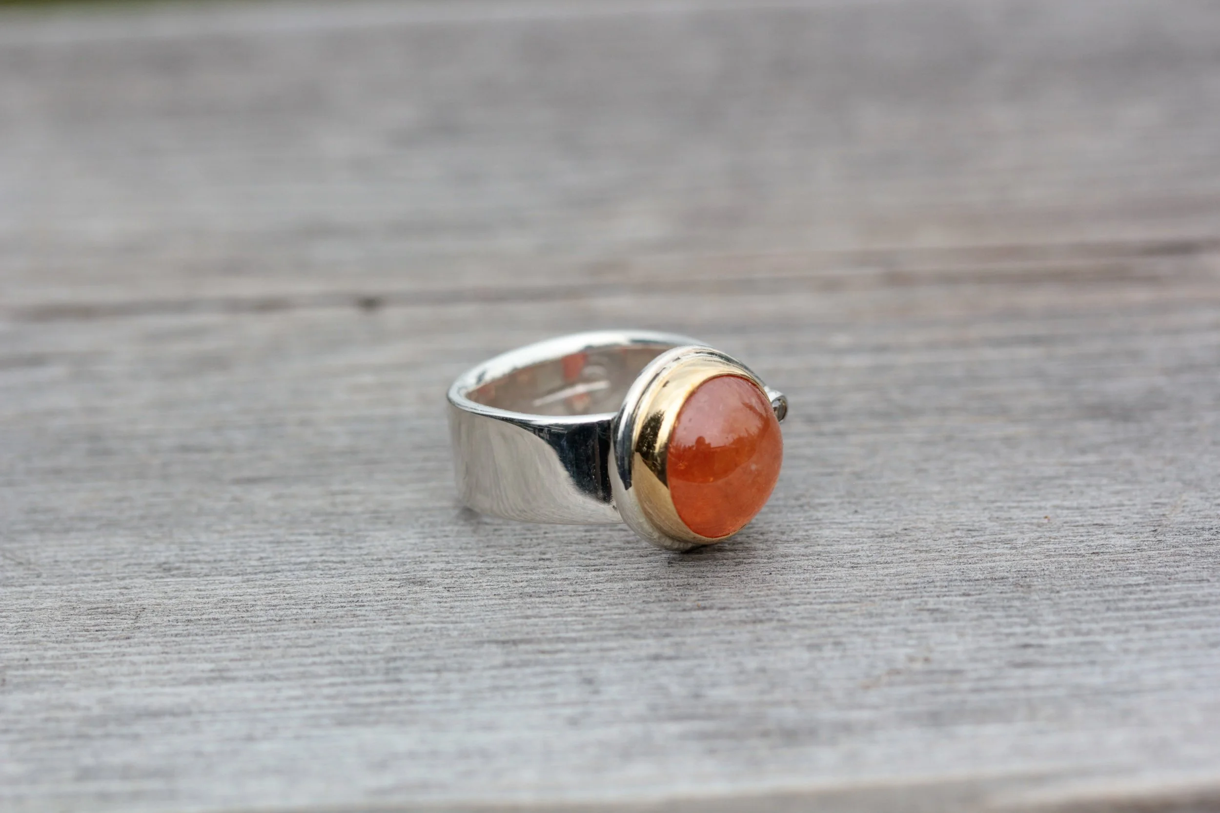 Mandarin Garnet & Champagne Diamond Ring