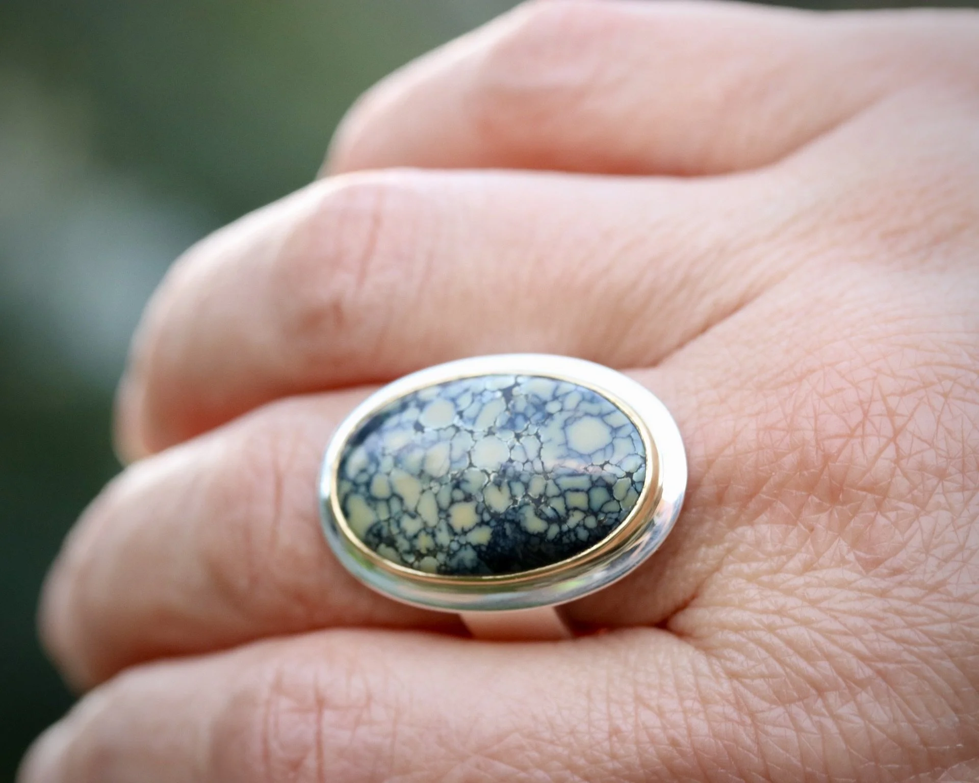 Variscite Ring in 22k gold and silver