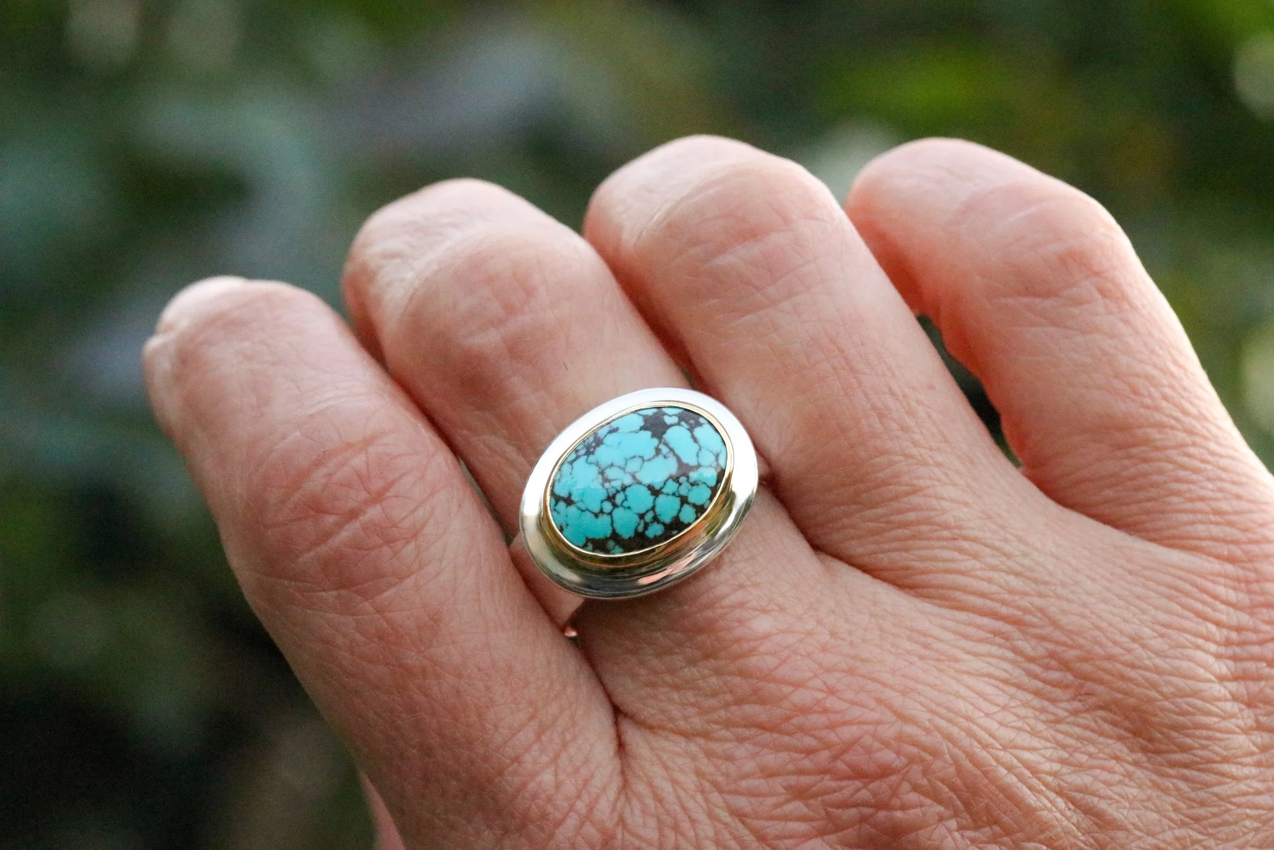 Tibetan Turquoise Big Sur Classic Ring by Big Sur Goldsmiths