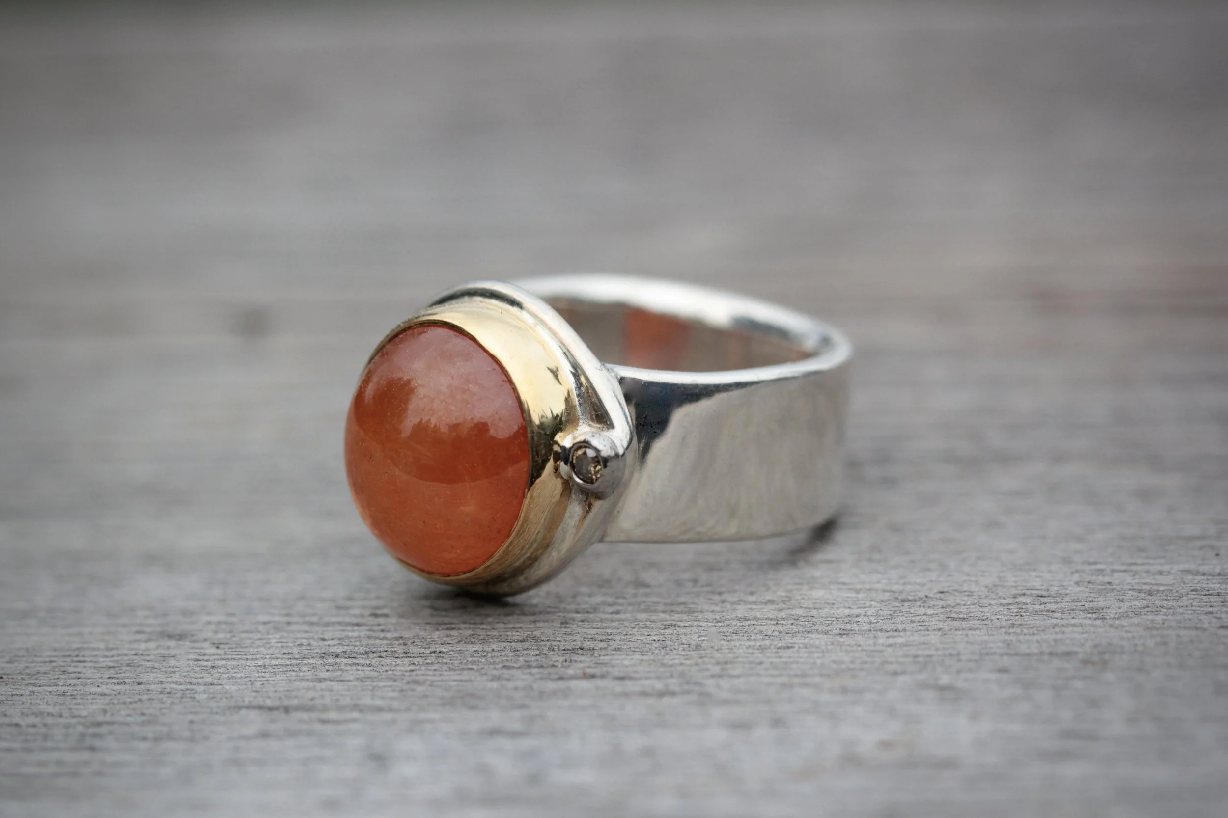 Mandarin Garnet & Champagne Diamond Ring
