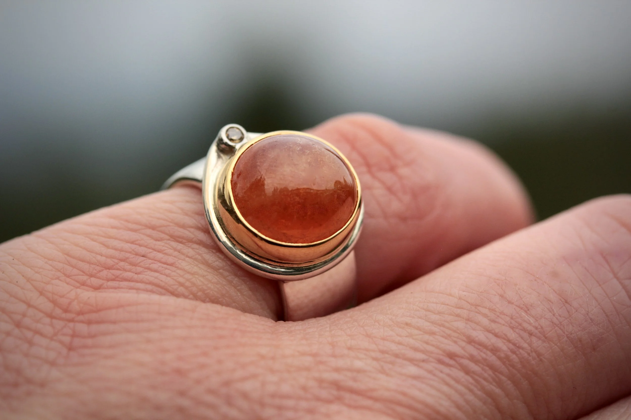 Mandarin Garnet & Champagne Diamond Ring
