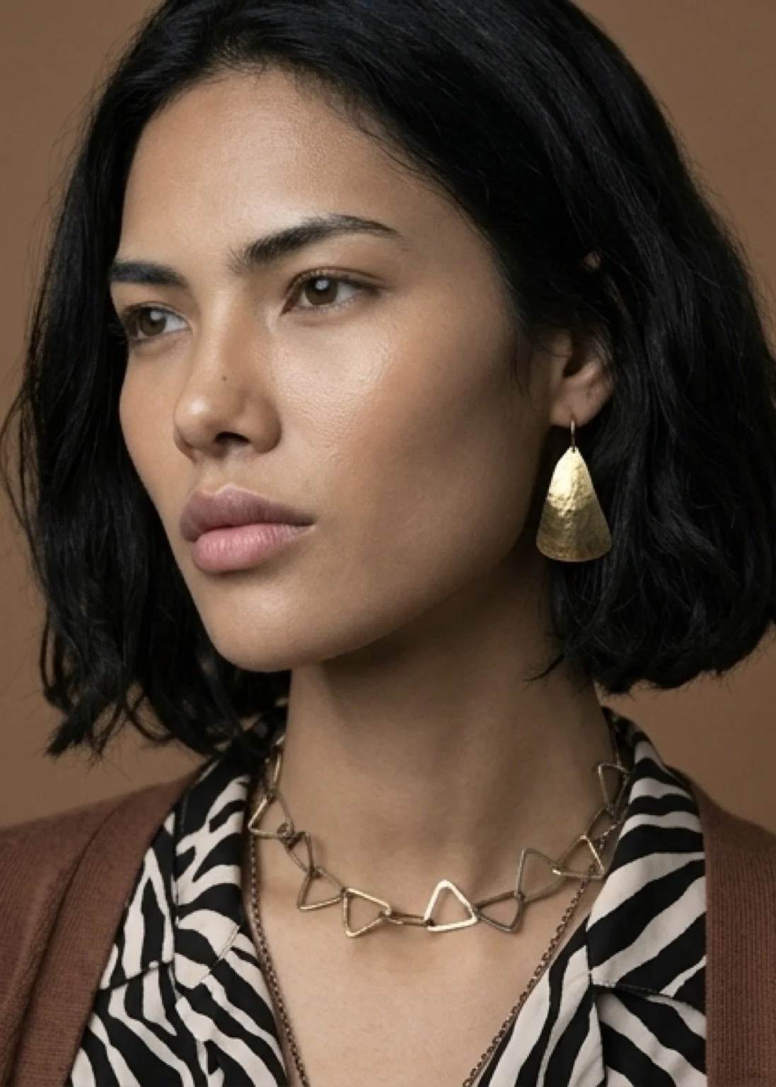 22k Gold Sculpted Drop Earrings