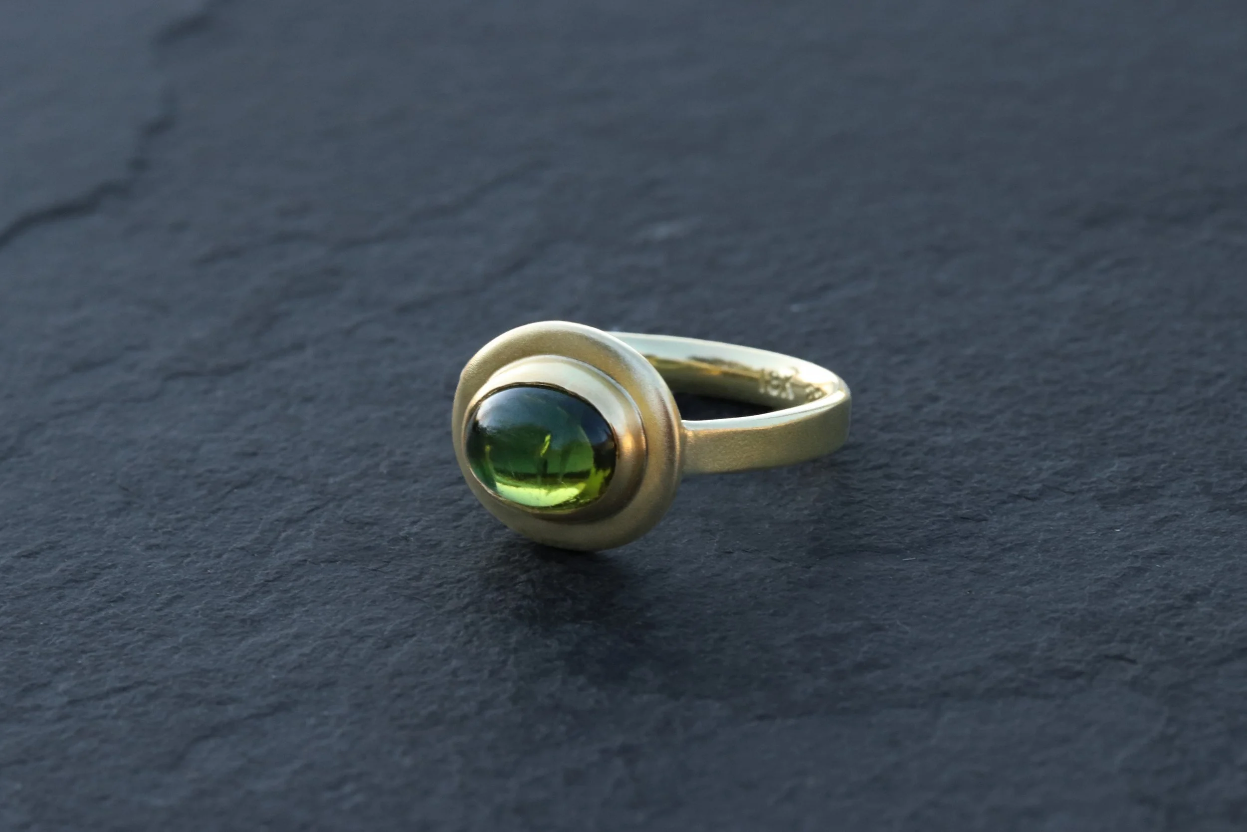 Green Tourmaline Ring in 18k & 22k