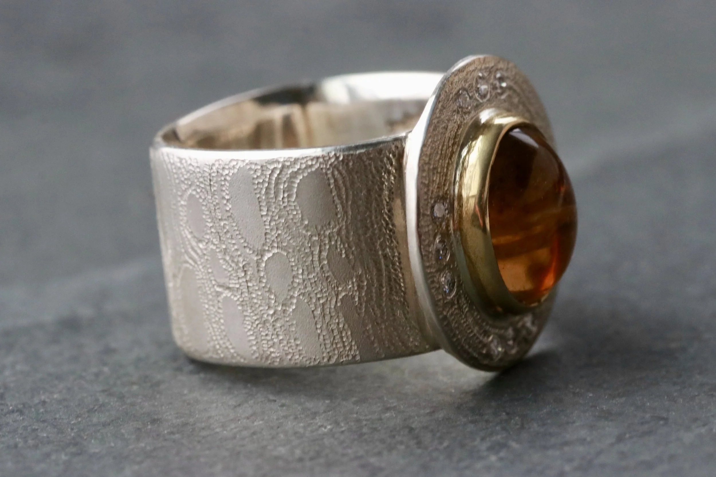 Golden Citrine & Diamonds Ring