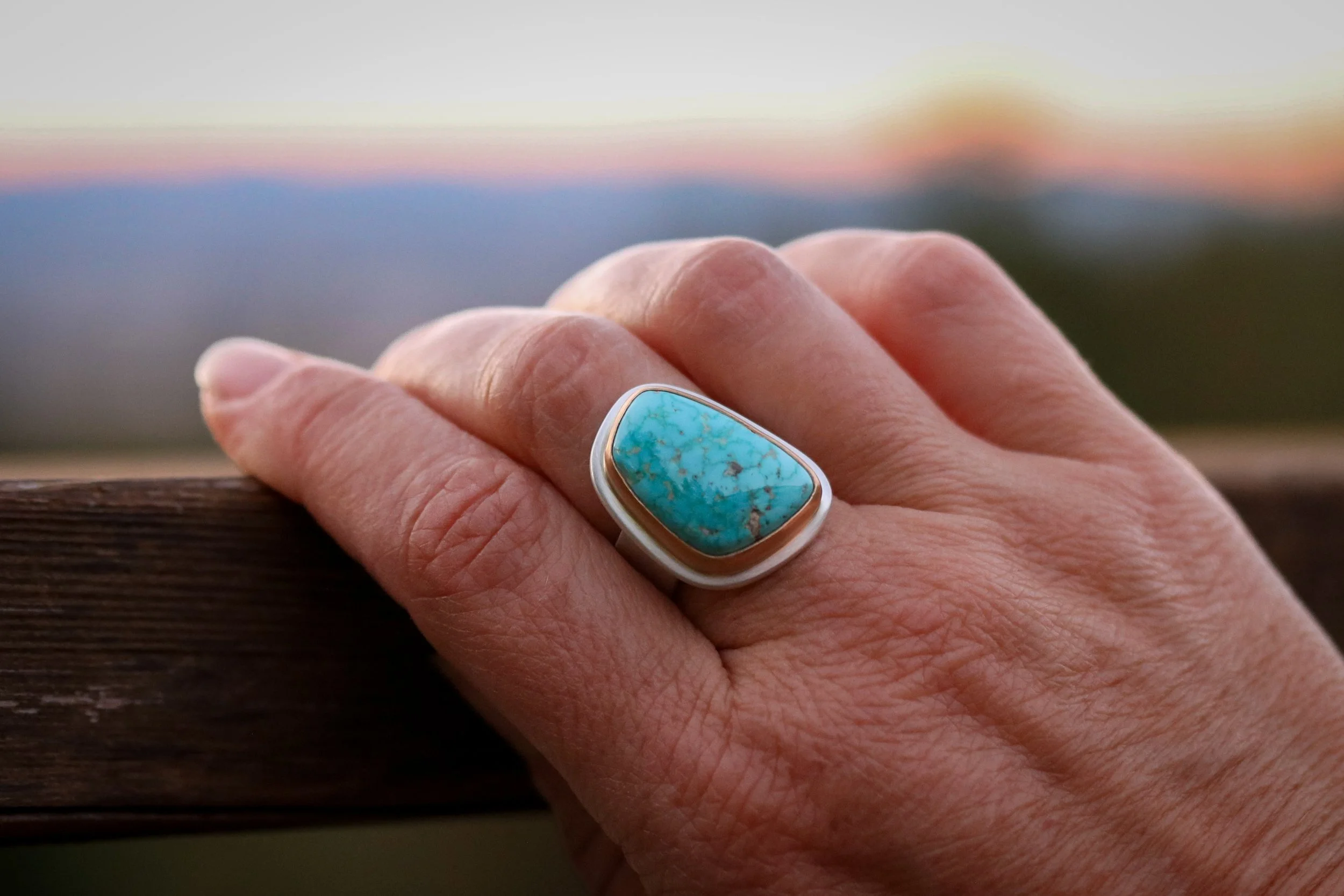 Asymmetrical Turquoise Big Sur Classic Ring