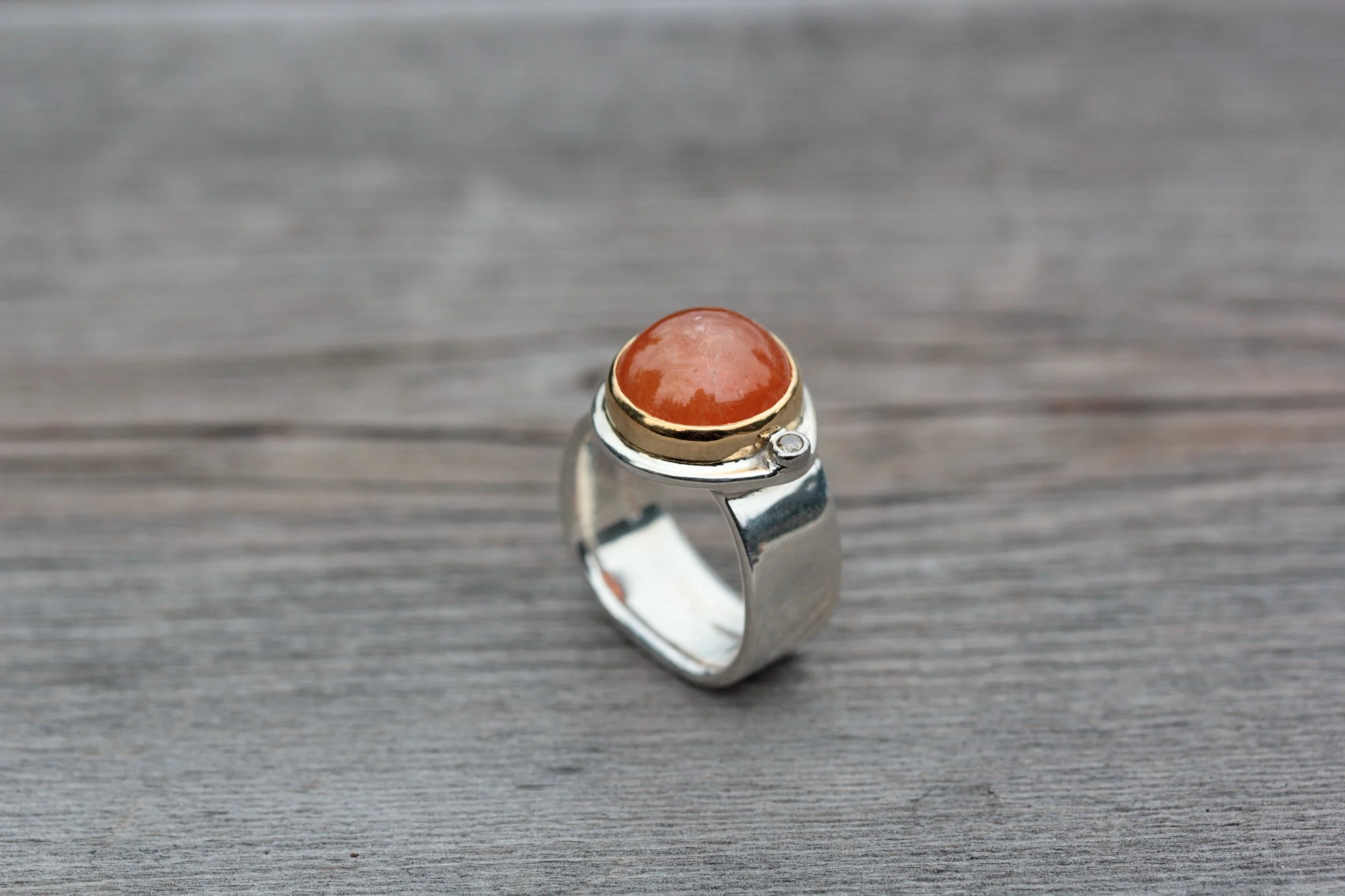 Mandarin Garnet & Champagne Diamond Ring