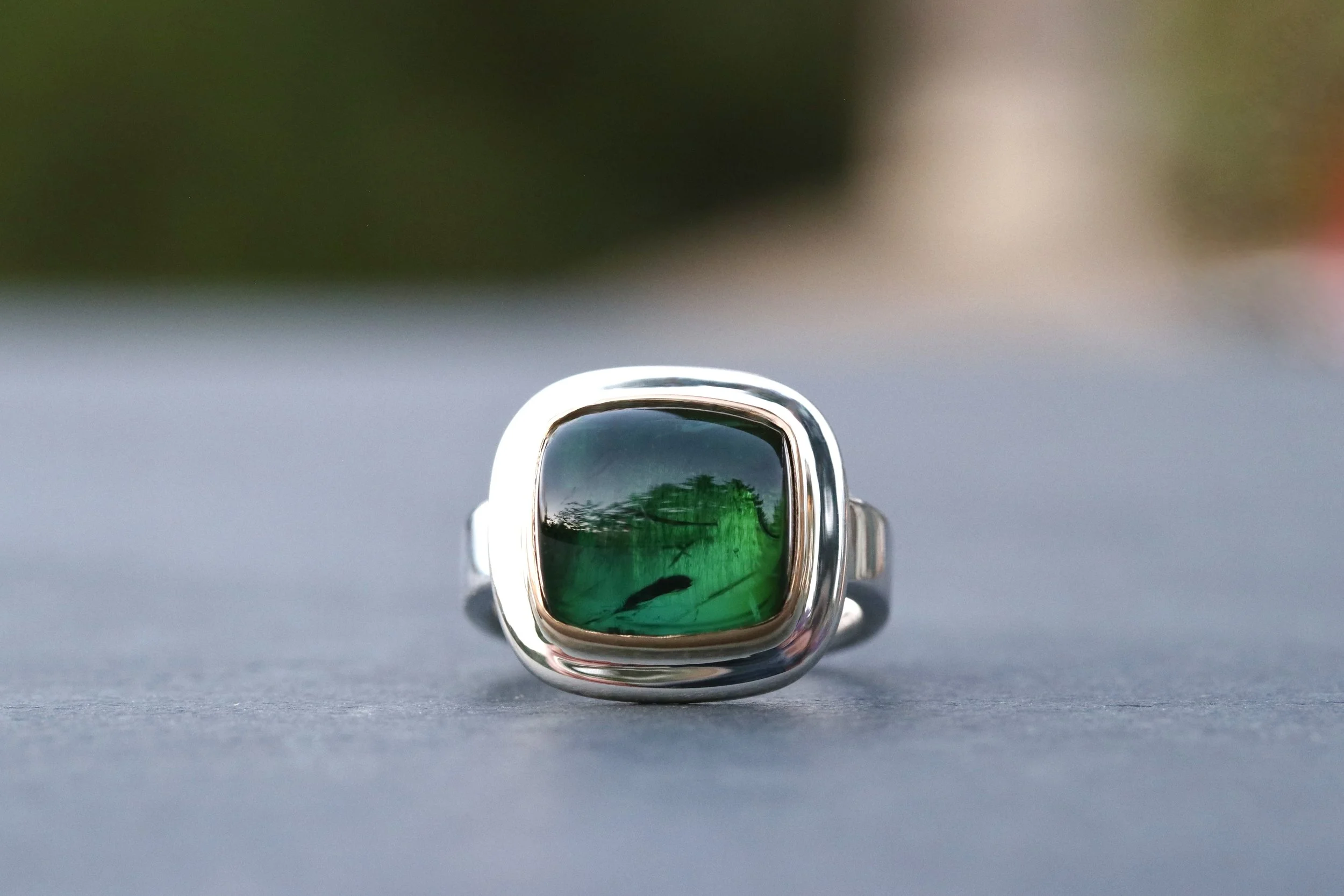Green Tourmaline Big Sur Classic Ring