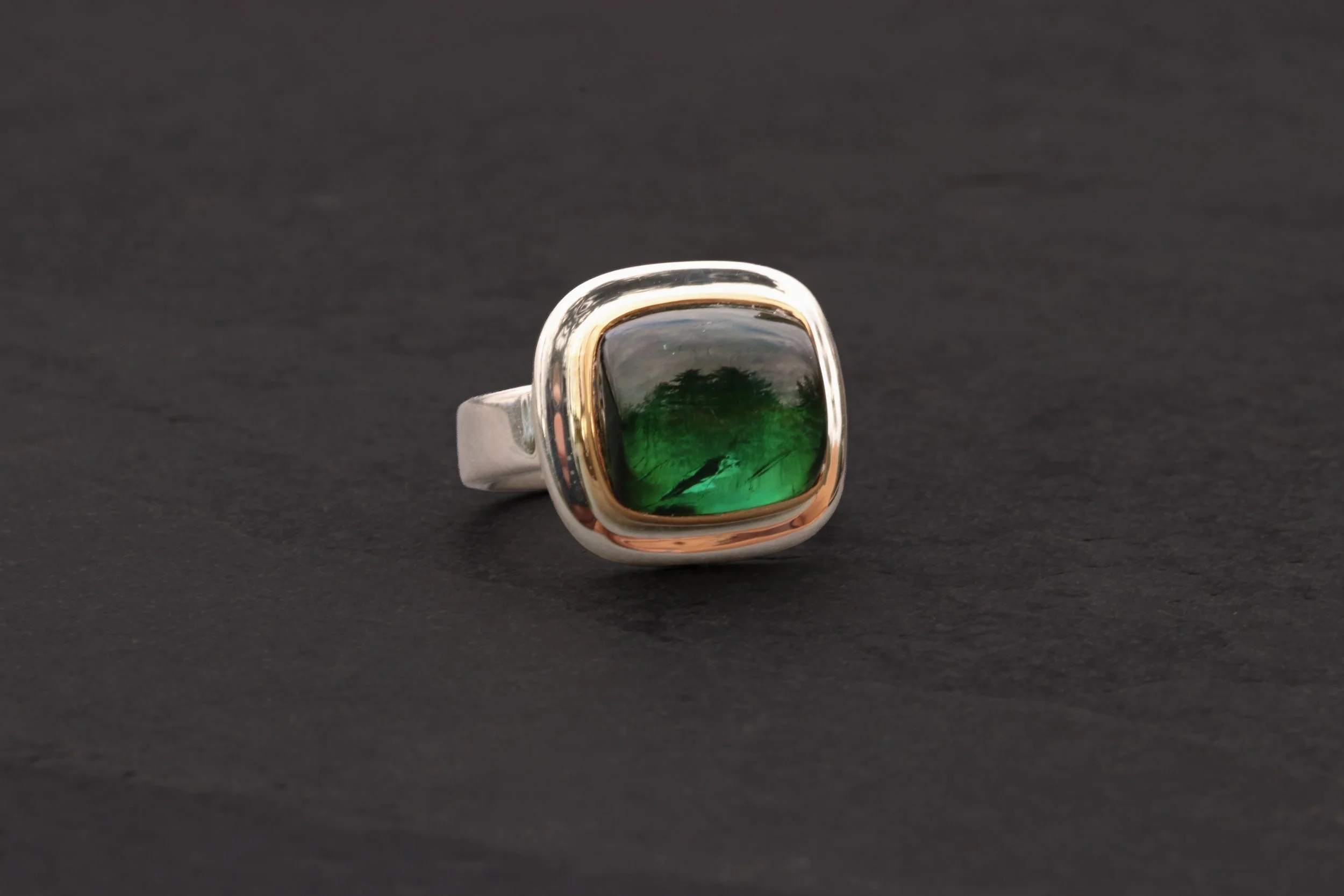 Green Tourmaline Big Sur Classic Ring