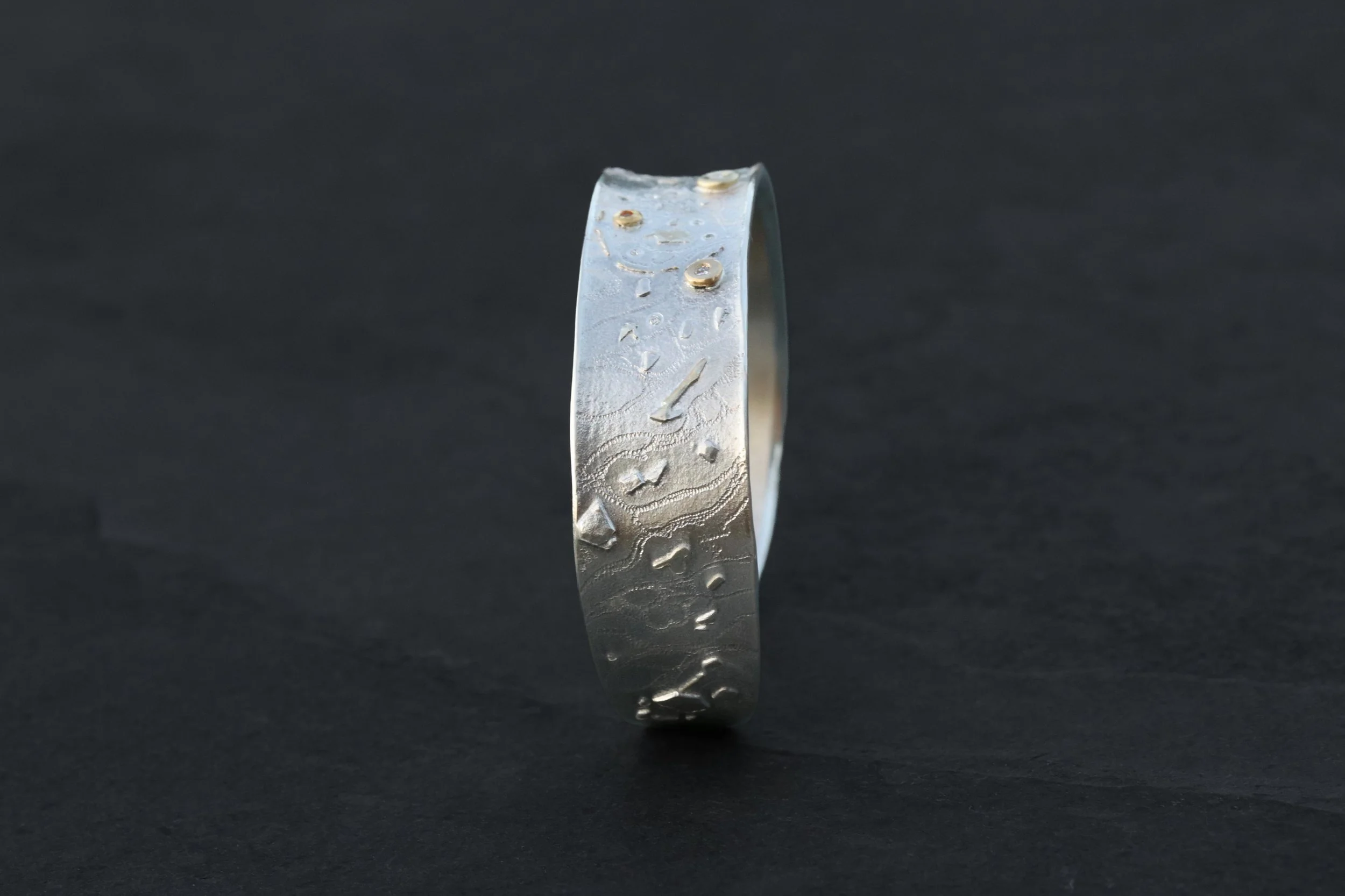 Diamond and Sapphire Cuff Bracelet in 22k Gold & Sterling Silver by Big Sur Goldsmiths