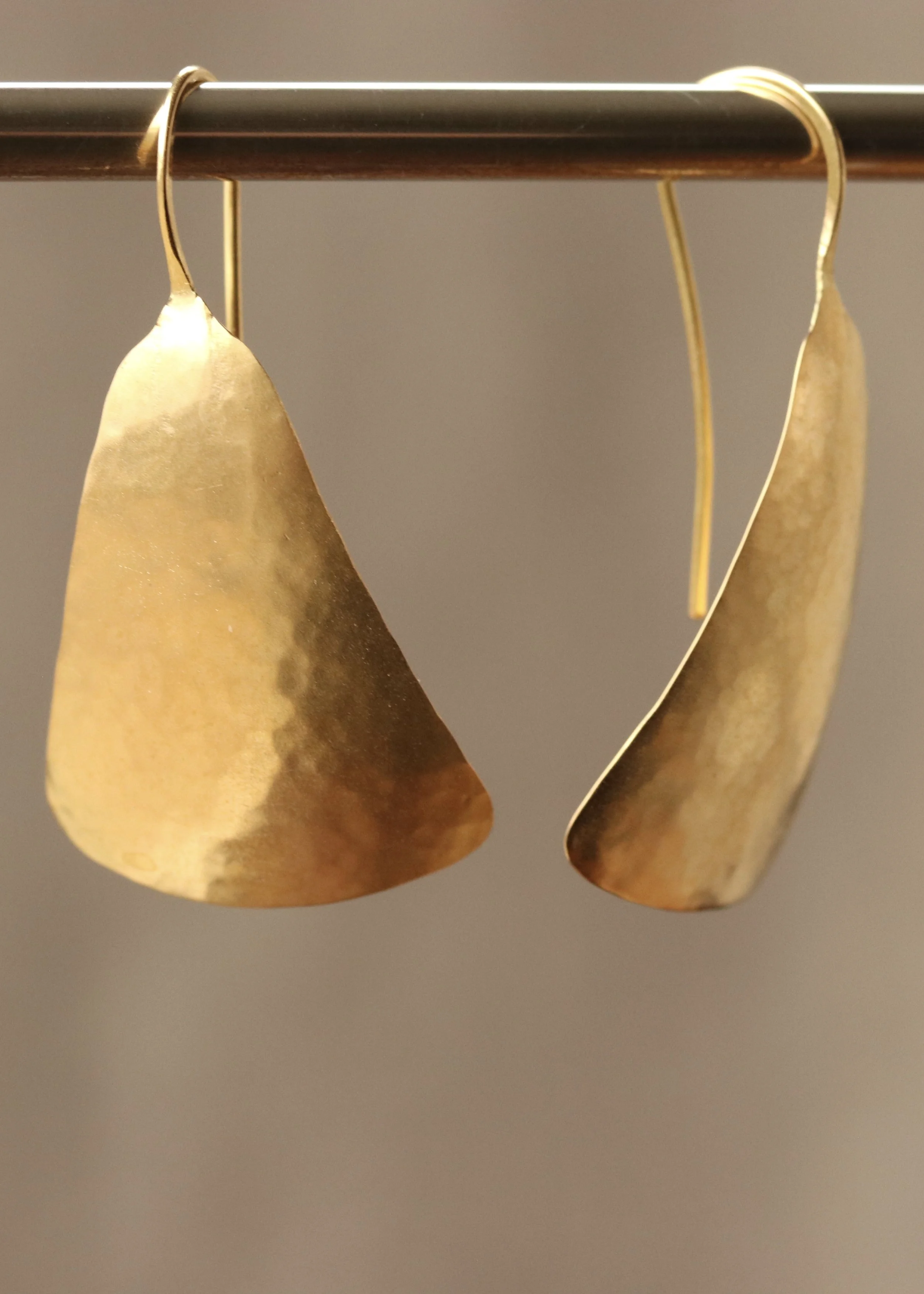 22k Gold Sculpted Drop Earrings