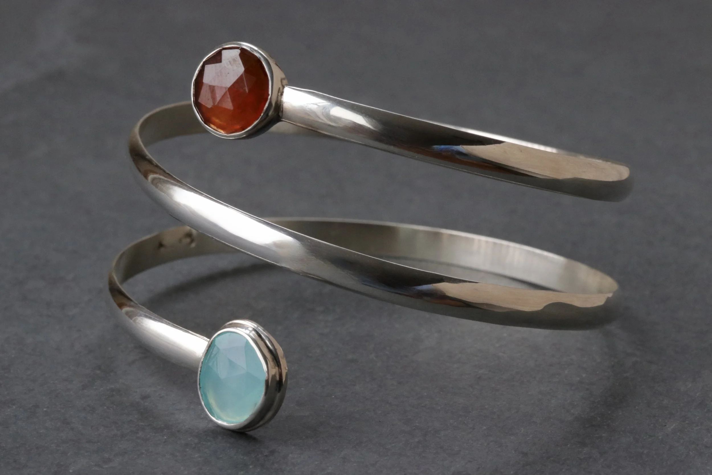 Garnet & Chalcedony Bracelet in Sterling Silver