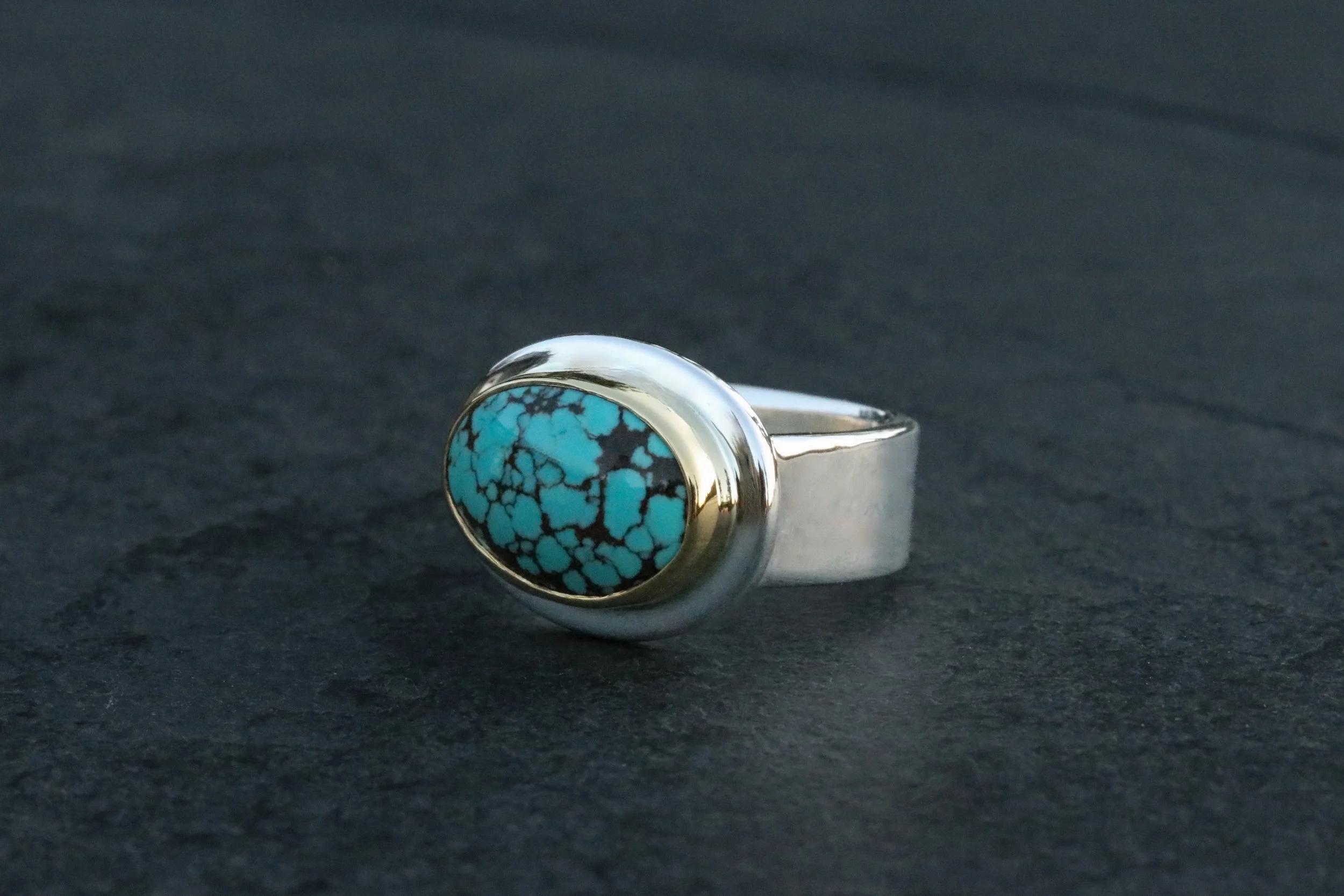 Tibetan Turquoise Big Sur Classic Ring by Big Sur Goldsmiths