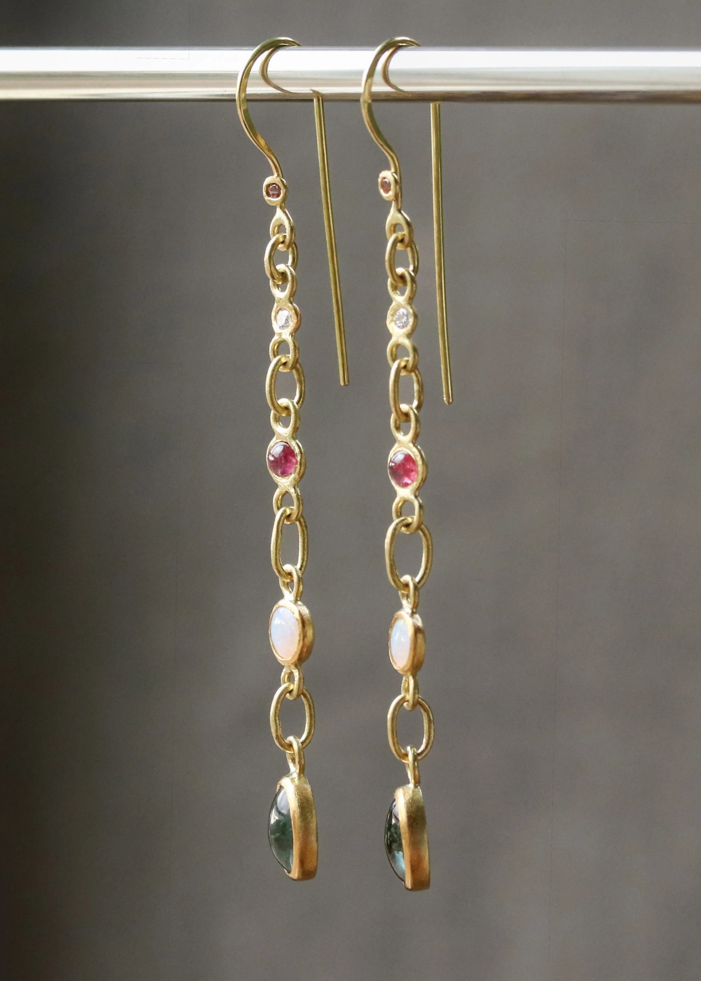 Spinel Medley Link Earrings in 22k & 18k Gold