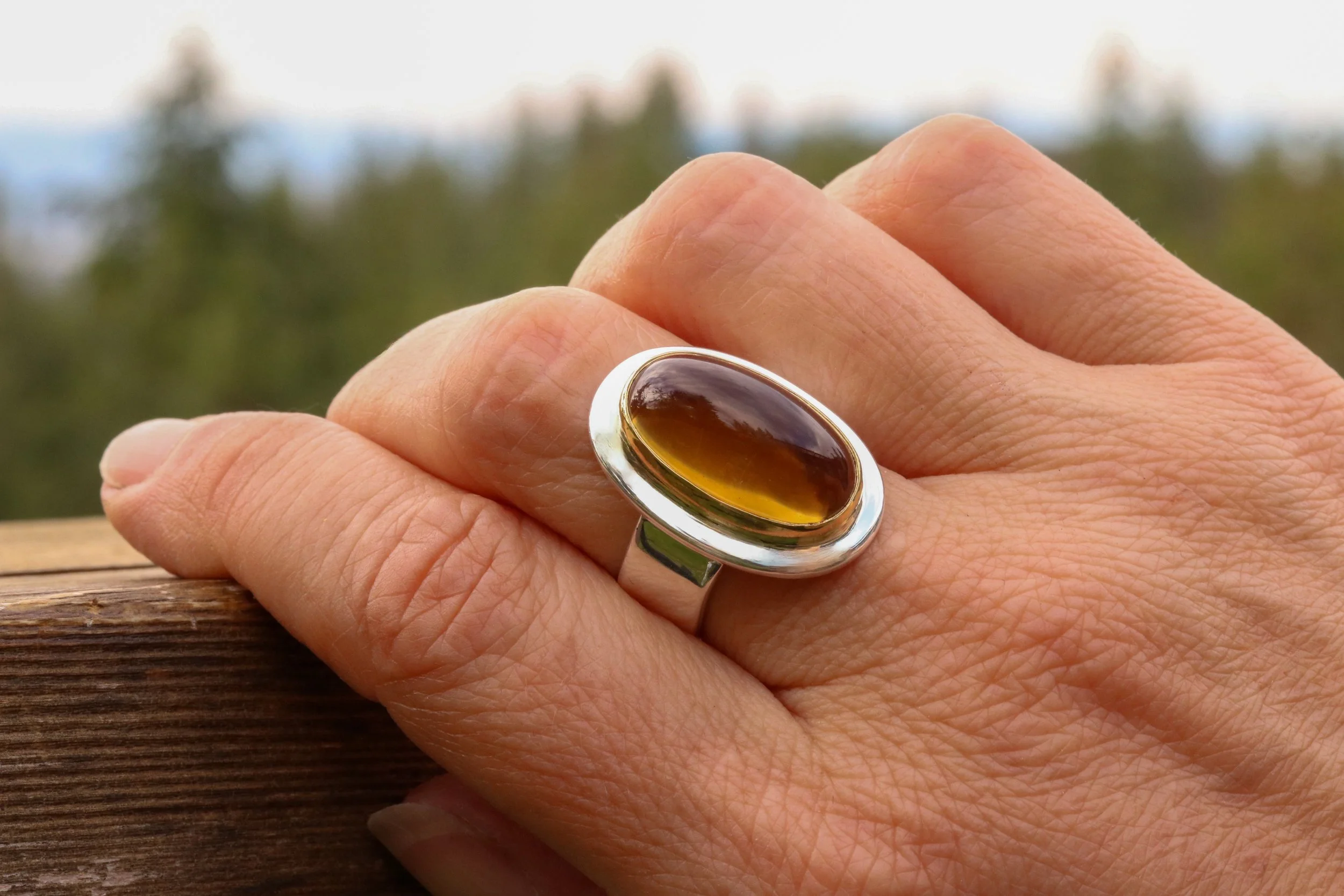 Citrine Big Sur Classic Ring in 22k gold & Sterling Silver