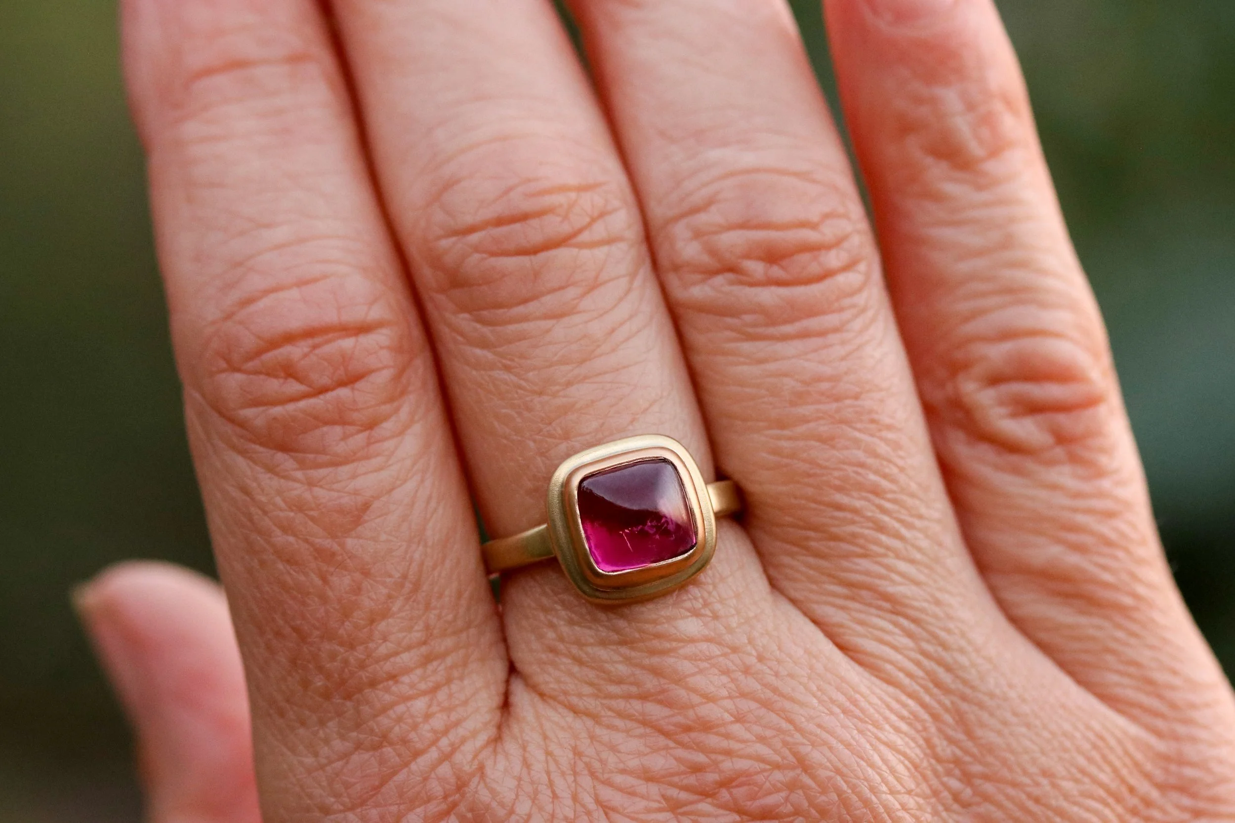 Pink Tourmaline Ring in 22k & 18k Gold by Big Sur Goldsmiths