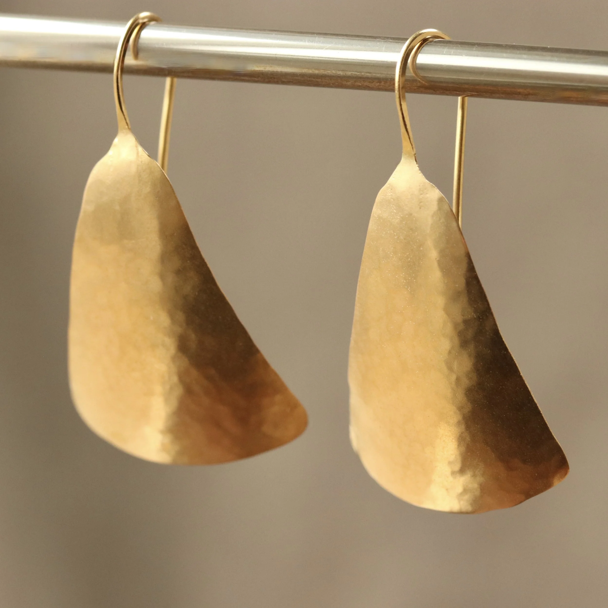 22k Gold Sculpted Drop Earrings