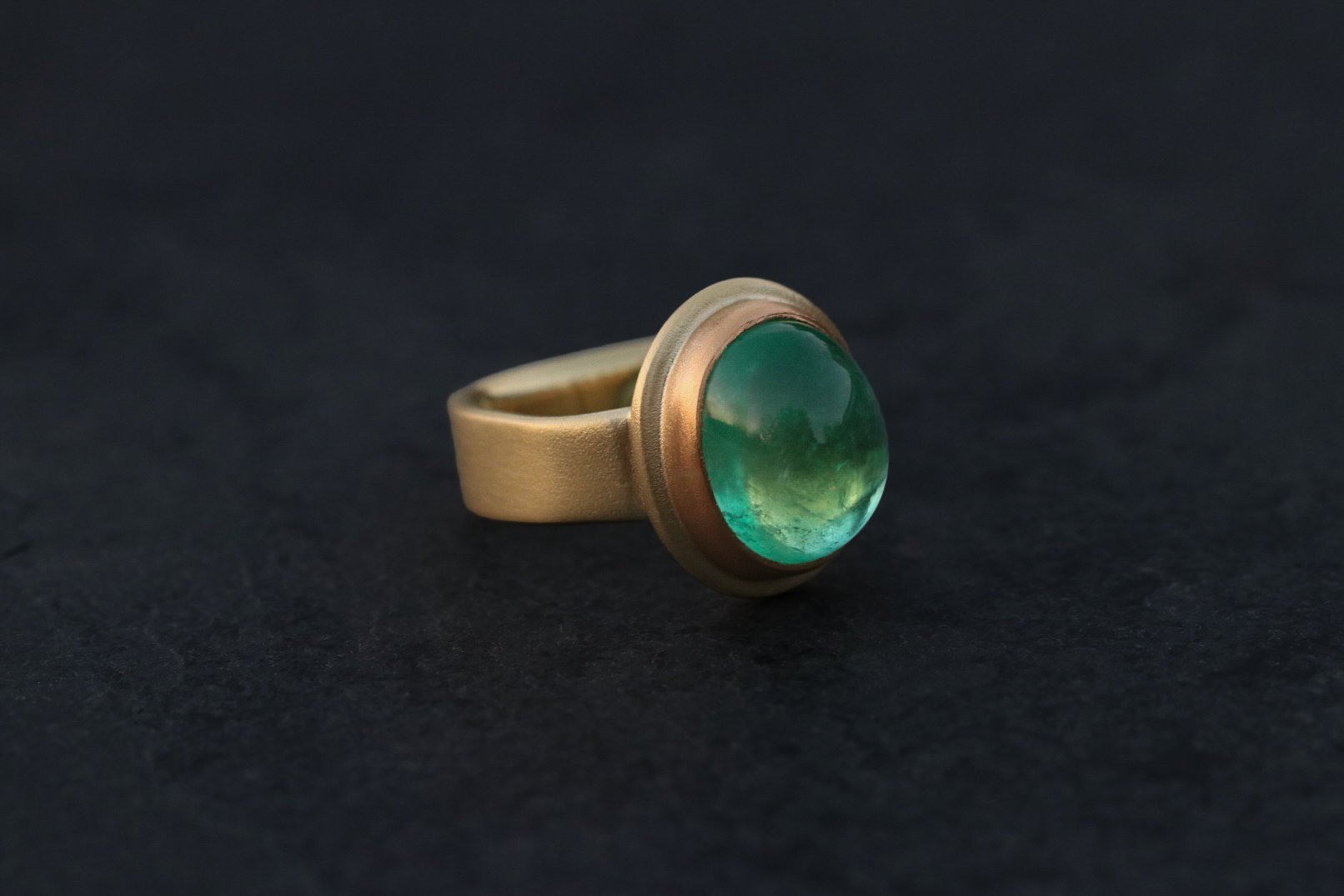 Emerald Ring in 22k & 18k Gold by Big Sur Goldsmiths