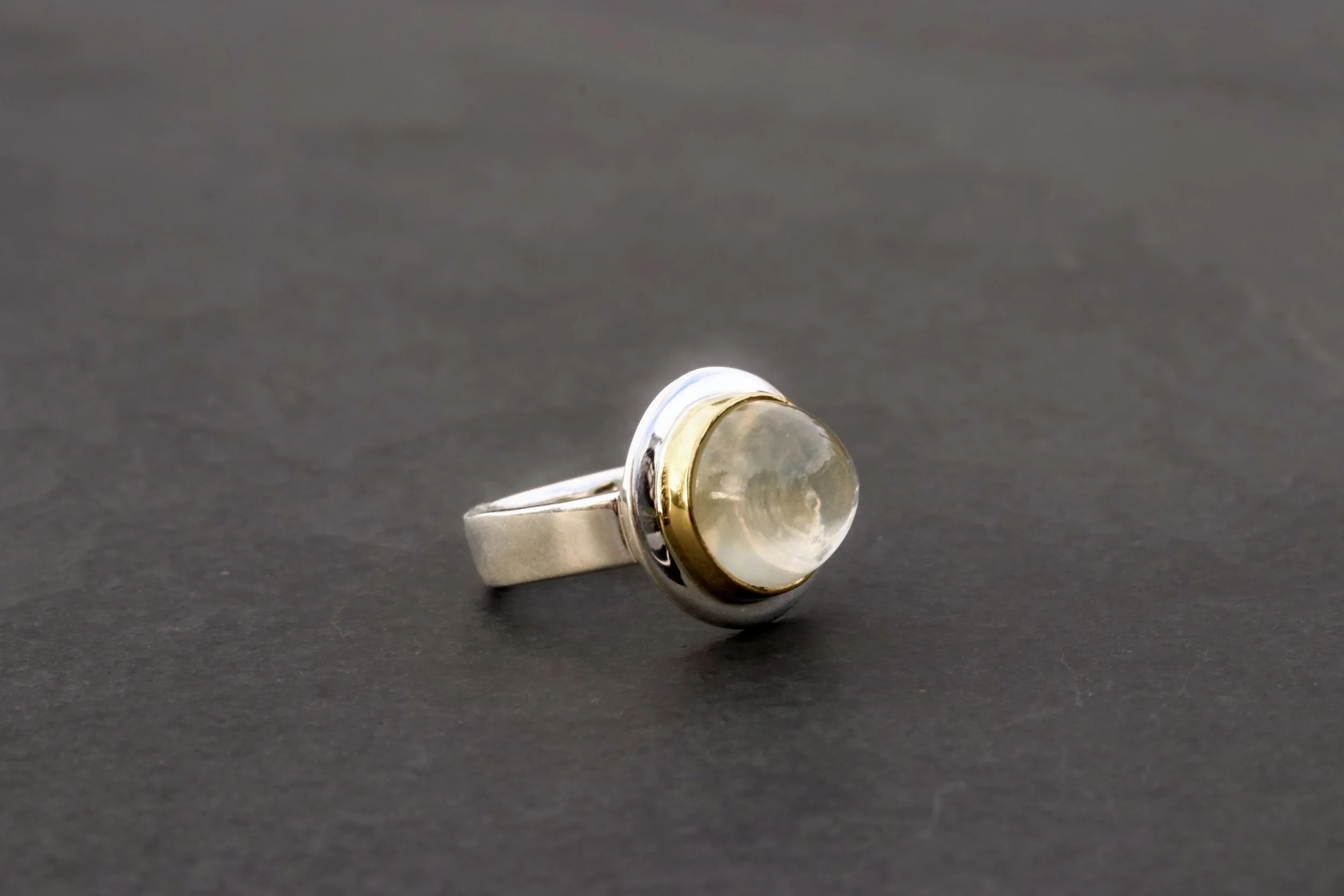 Moonstone Ring in 22k gold & sterling silver