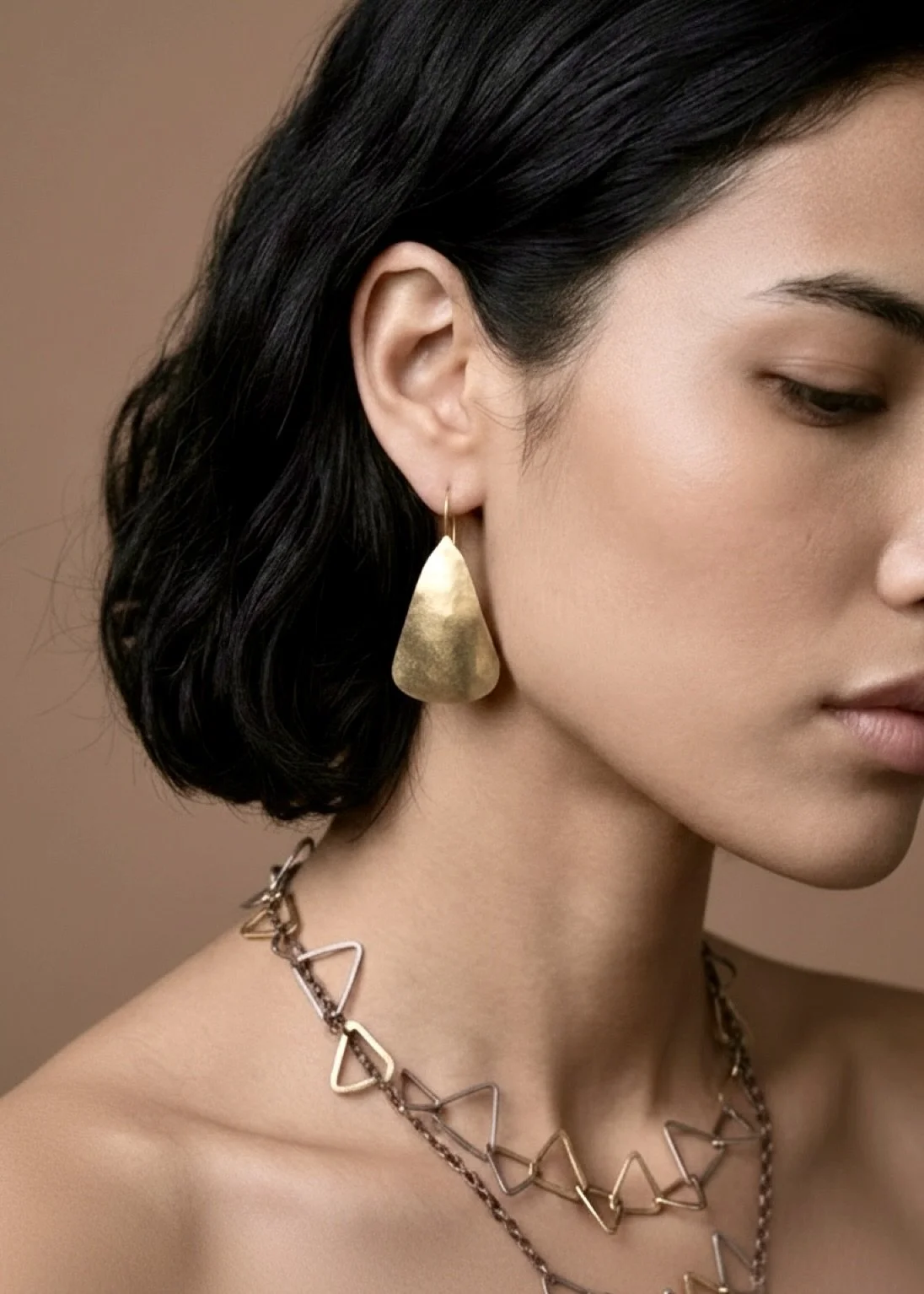 22k Gold Sculpted Drop Earrings