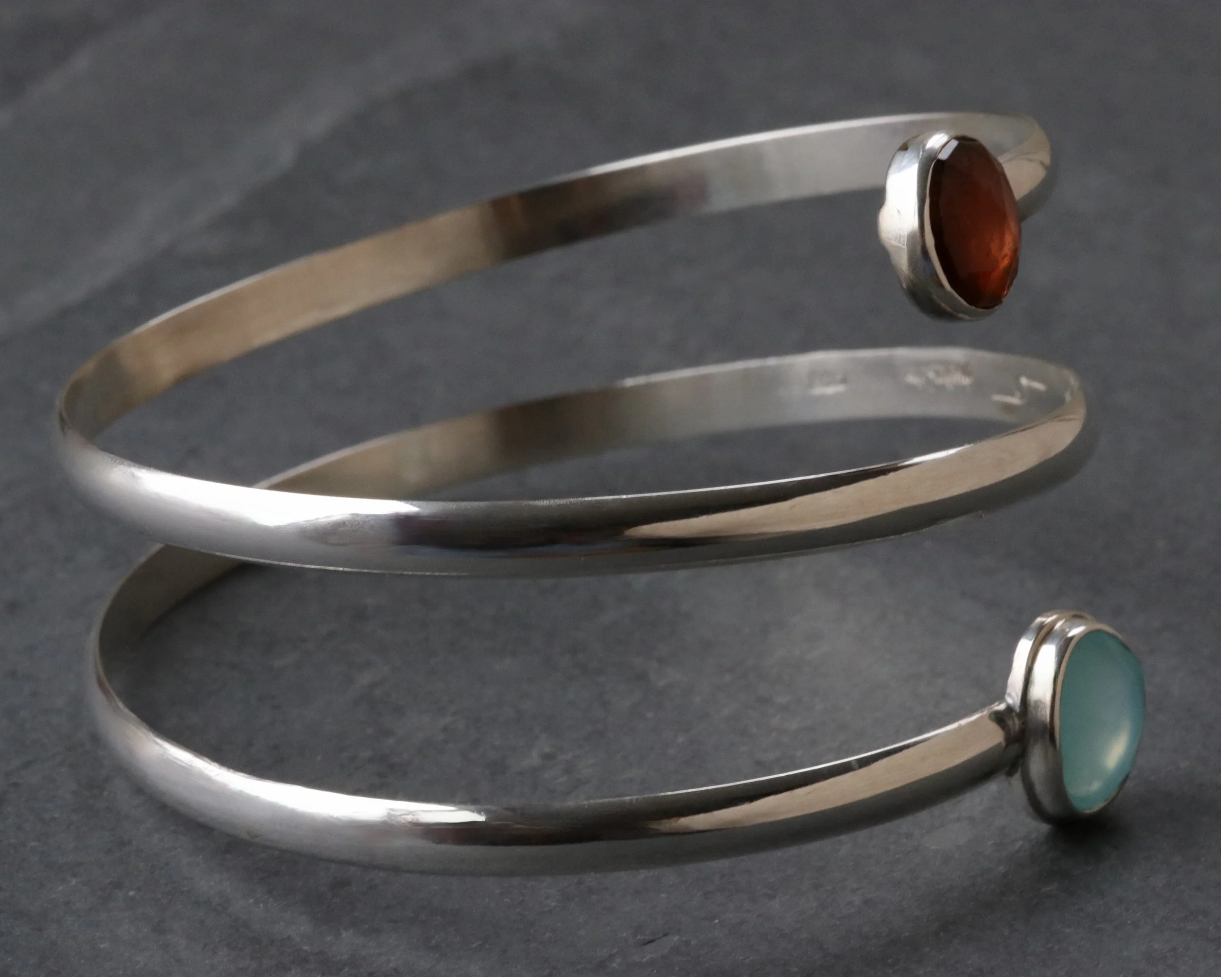 Garnet & Chalcedony Bracelet in Sterling Silver