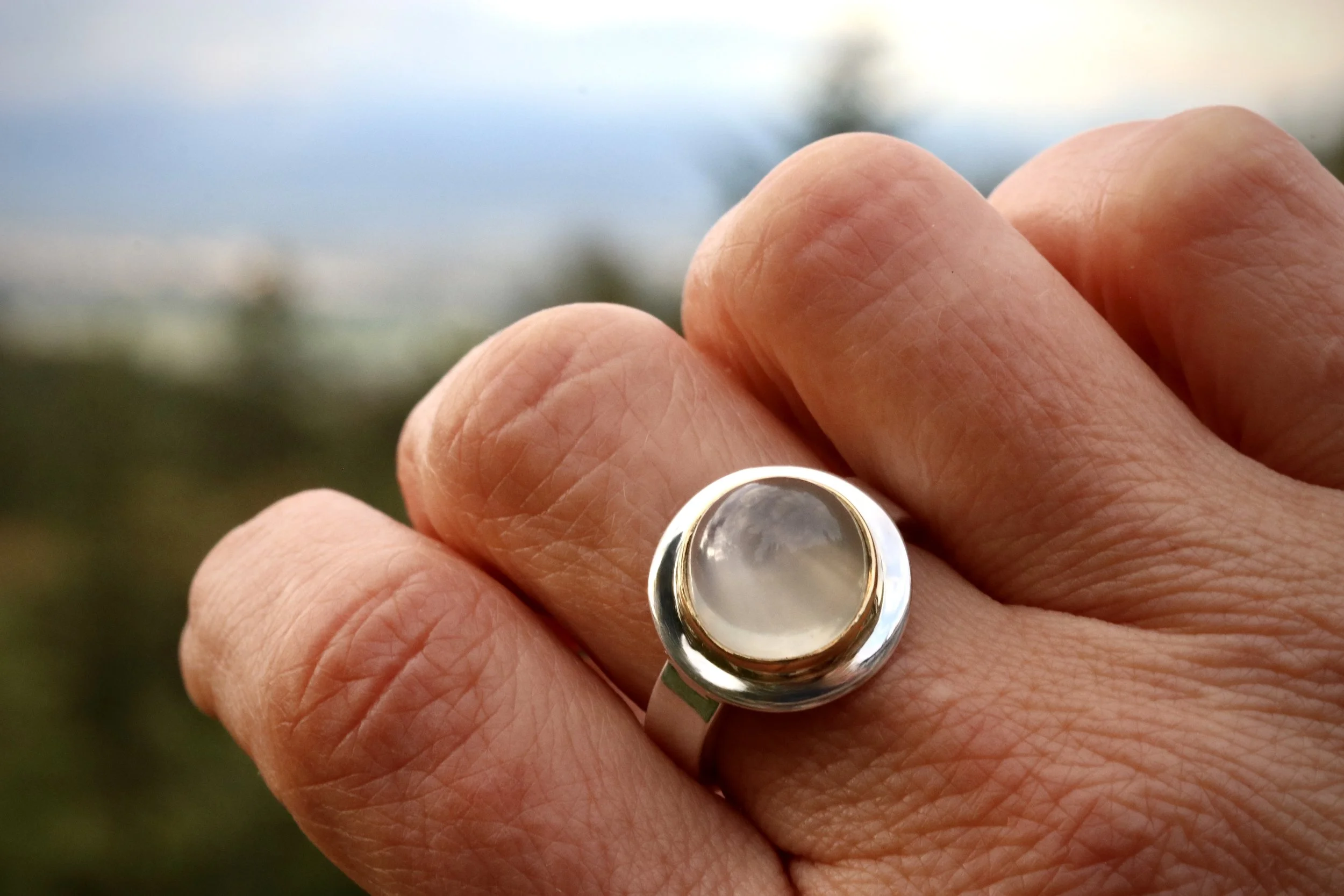 Moonstone Ring in 22k gold & sterling silver