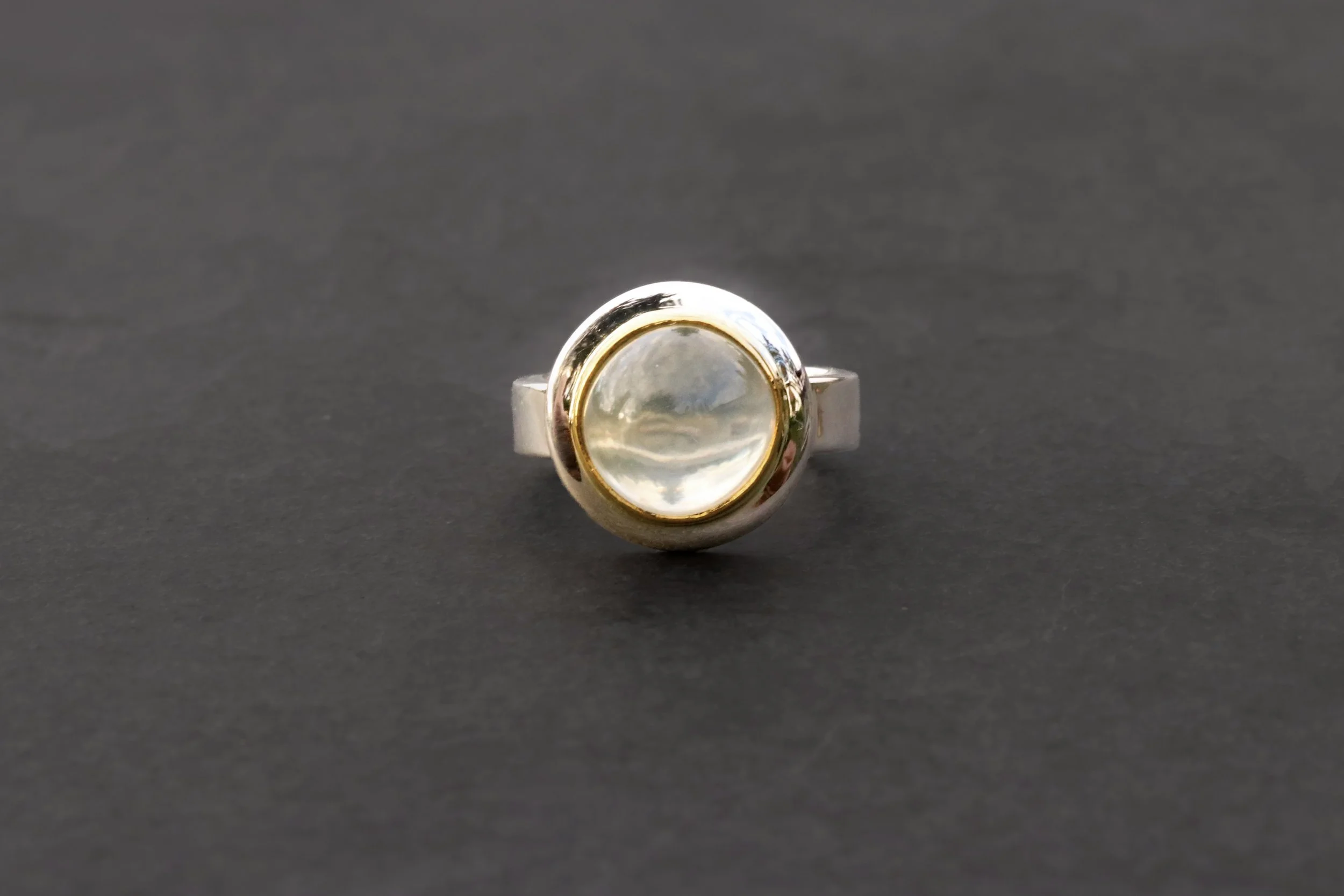 Moonstone Ring in 22k gold & sterling silver