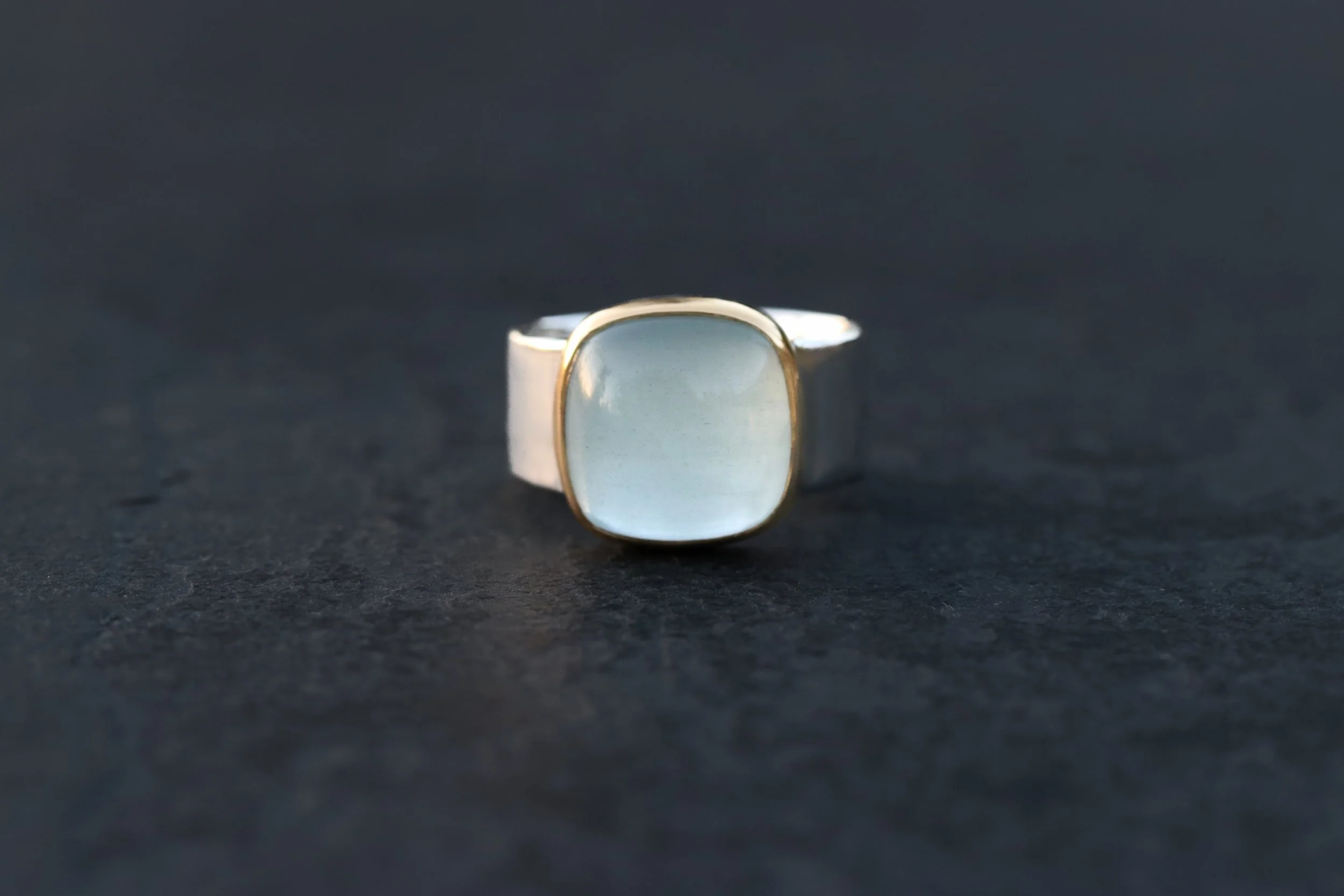 Chatoyant Green Beryl Big Sur Classic Ring in 22k Gold & Sterling Silver