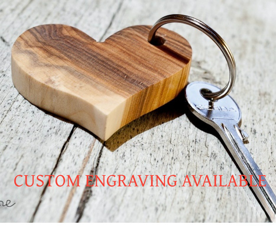Personalized Wooden Heart Keychain