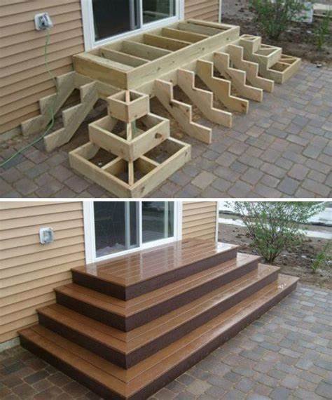 Unfinished wooden stairs transformation with stained wood.