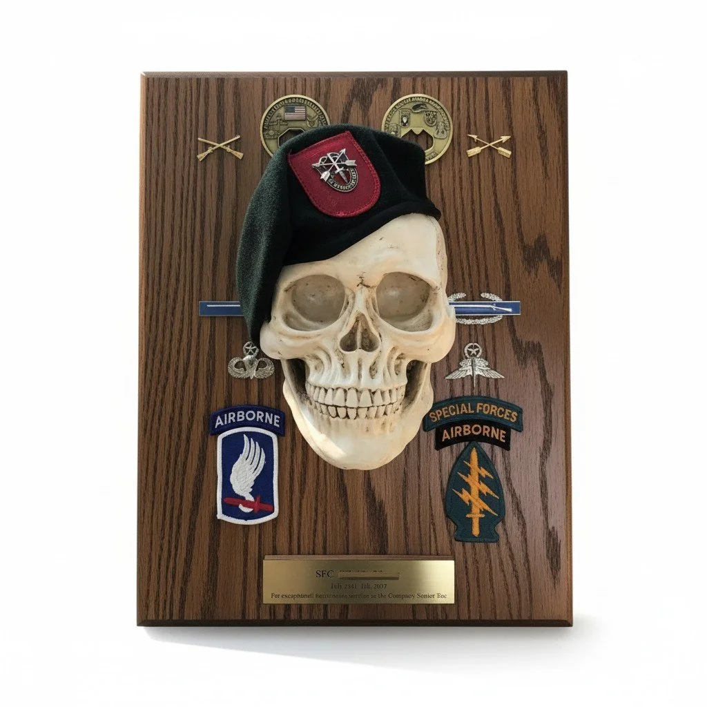 Military Retirement Skull Plaque