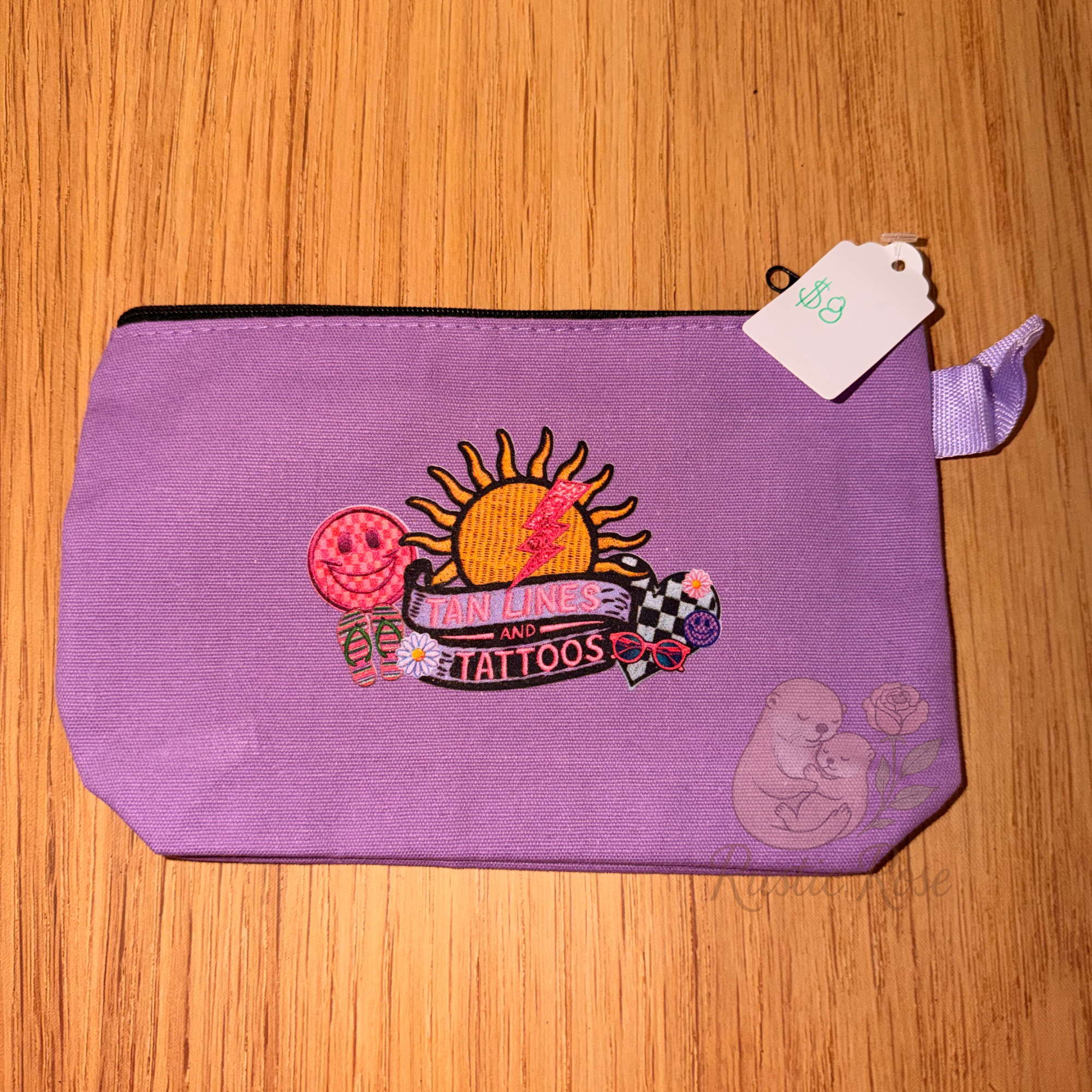 Tan lines and Tattoos  - Purple Canvas Bag