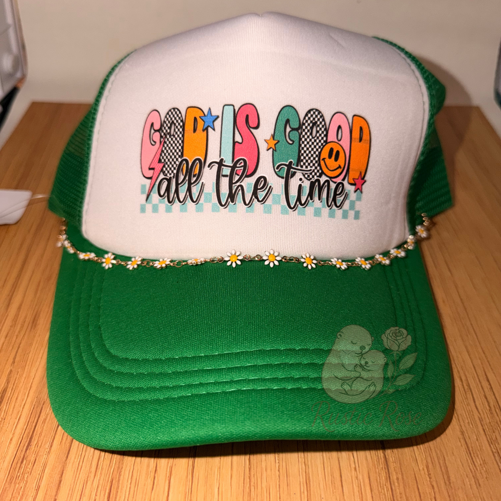 God Is Good all the time - Green Trucker Hat