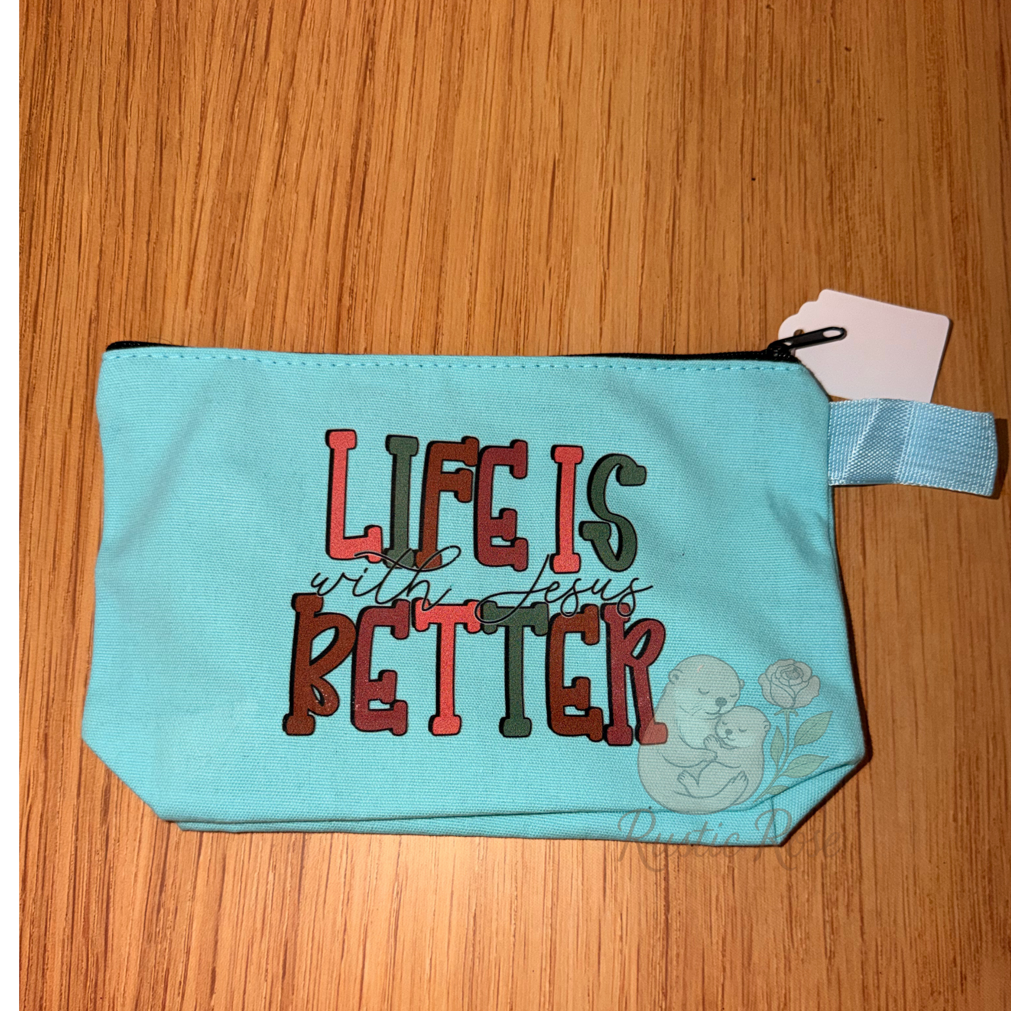 Life is better with jesus - Teal Canvas bag