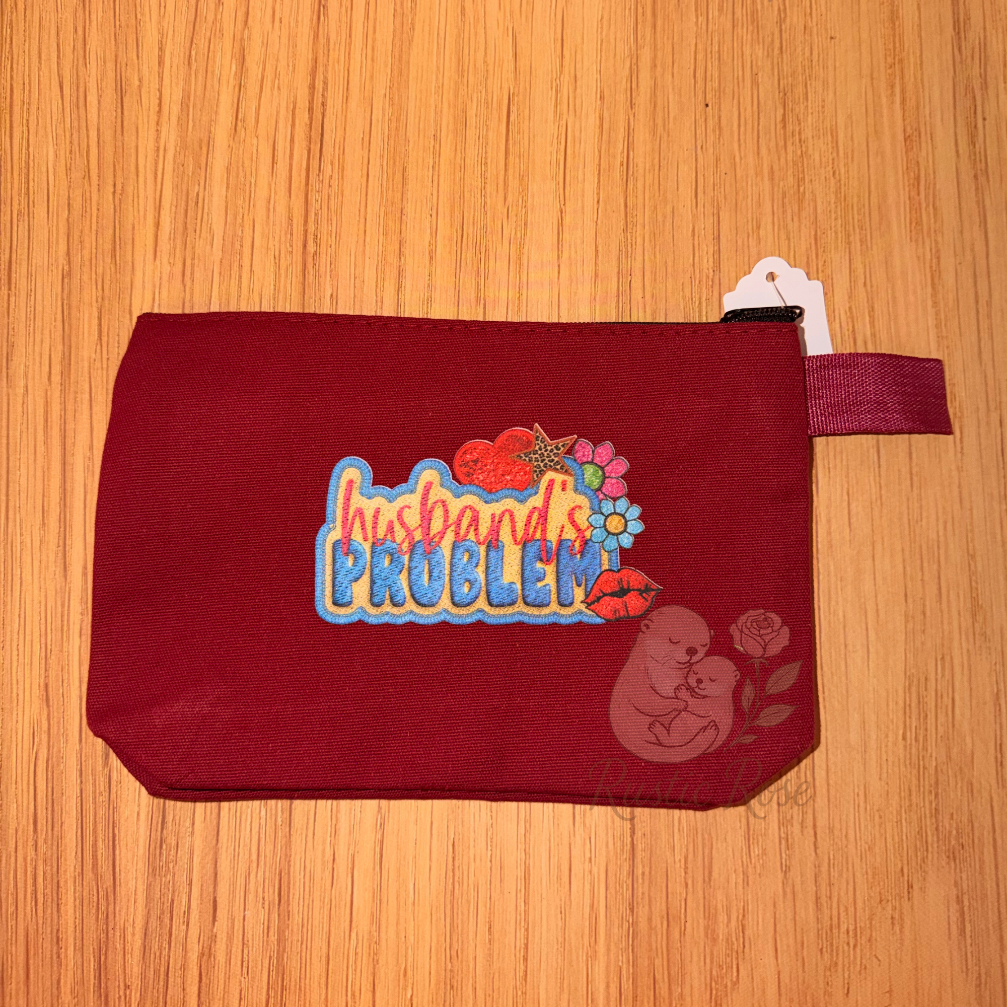 Husband Problem  - Maroon Canvas Bag