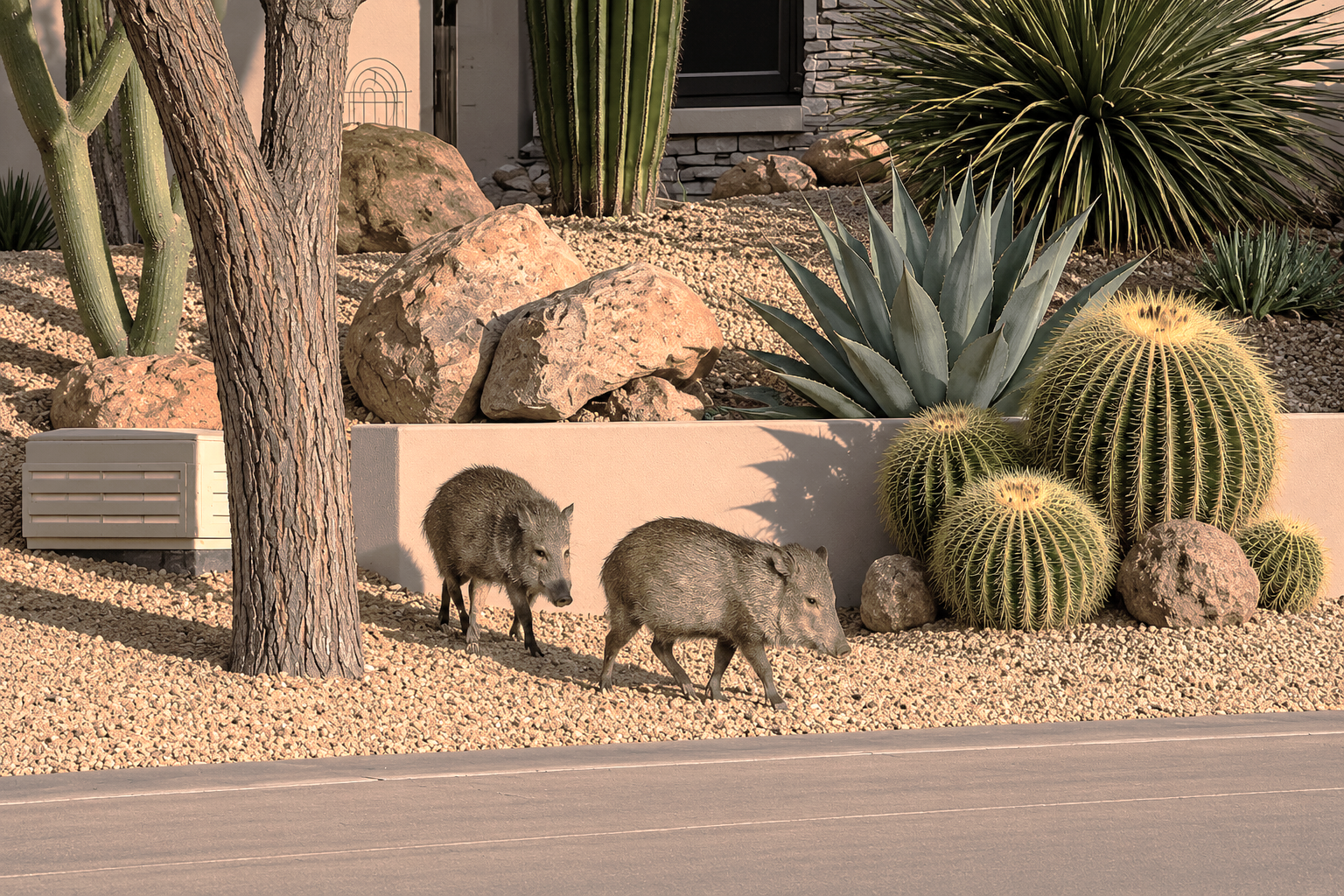 Javelina in residential area.