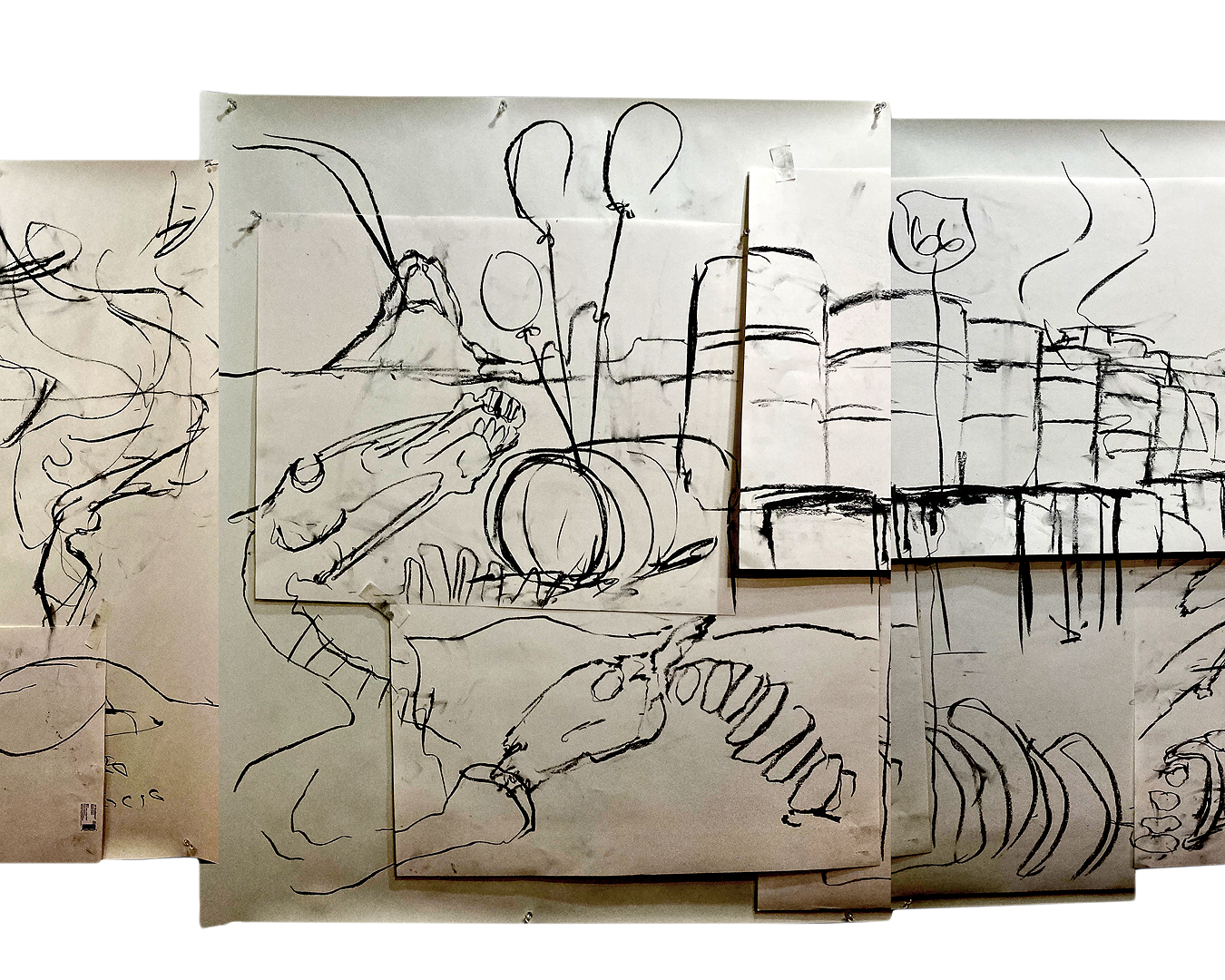 Initial sketches that led to "Clown War," 2026