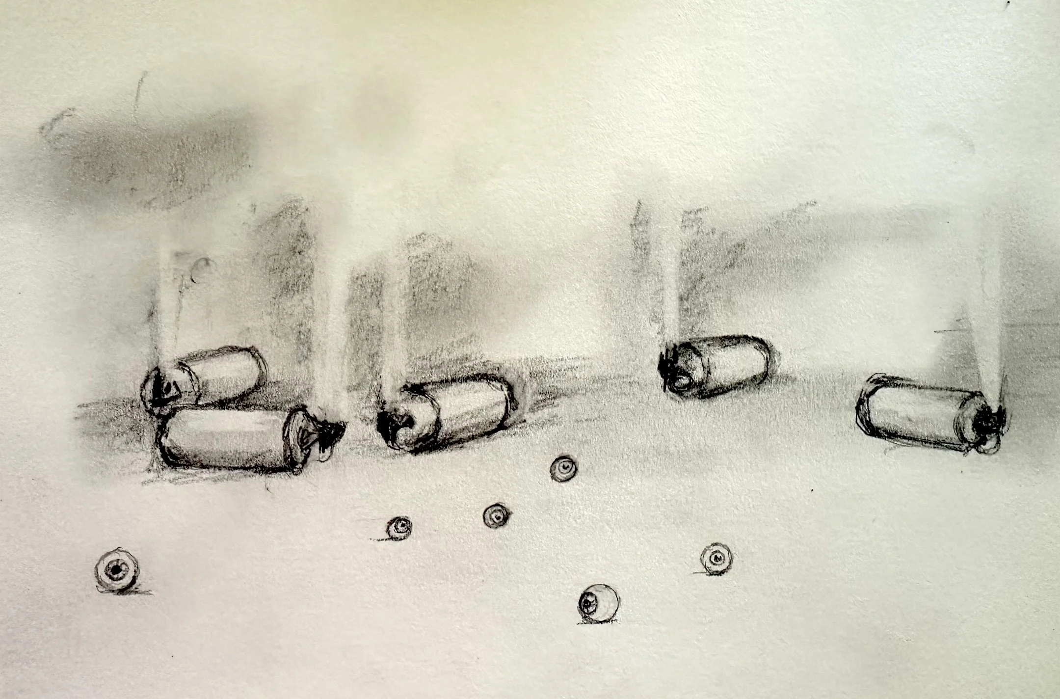 Tear gas canisters with eyeballs
