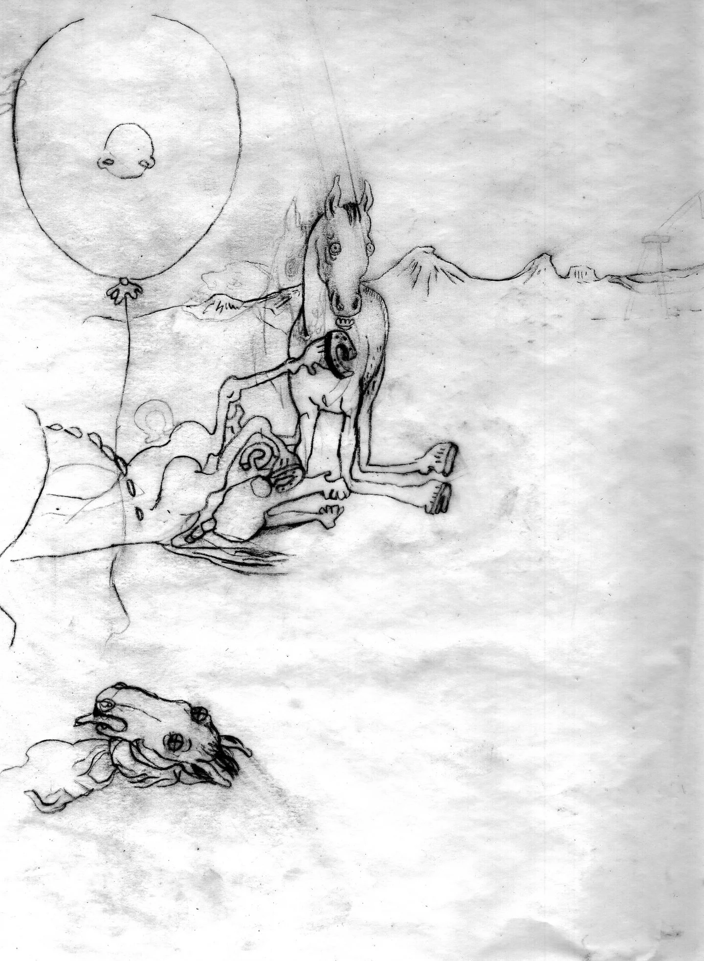 Drawing on tracing paper for final detail layer